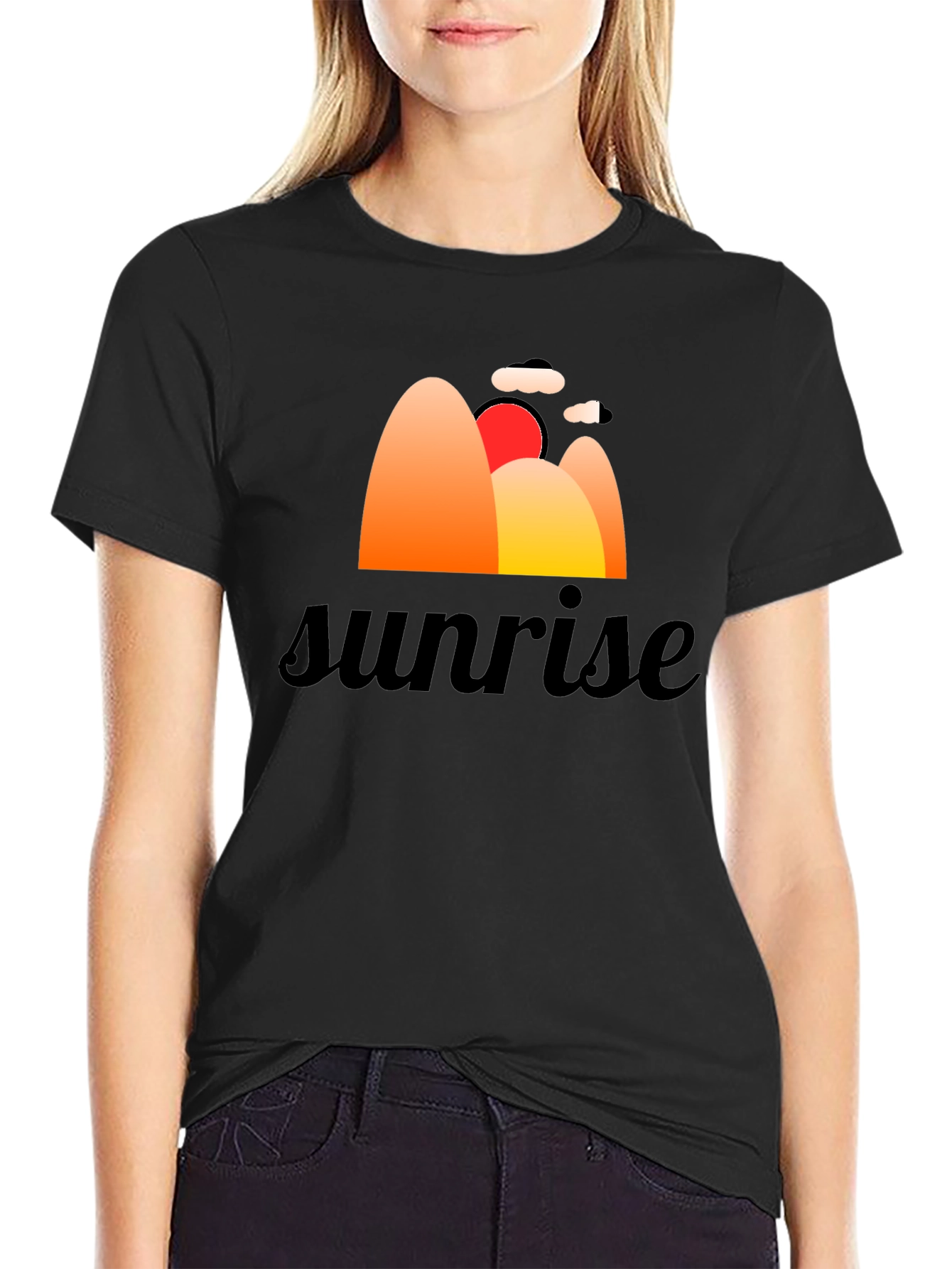 Sunrise Graphic Tee - Retro Style Black T-Shirt
