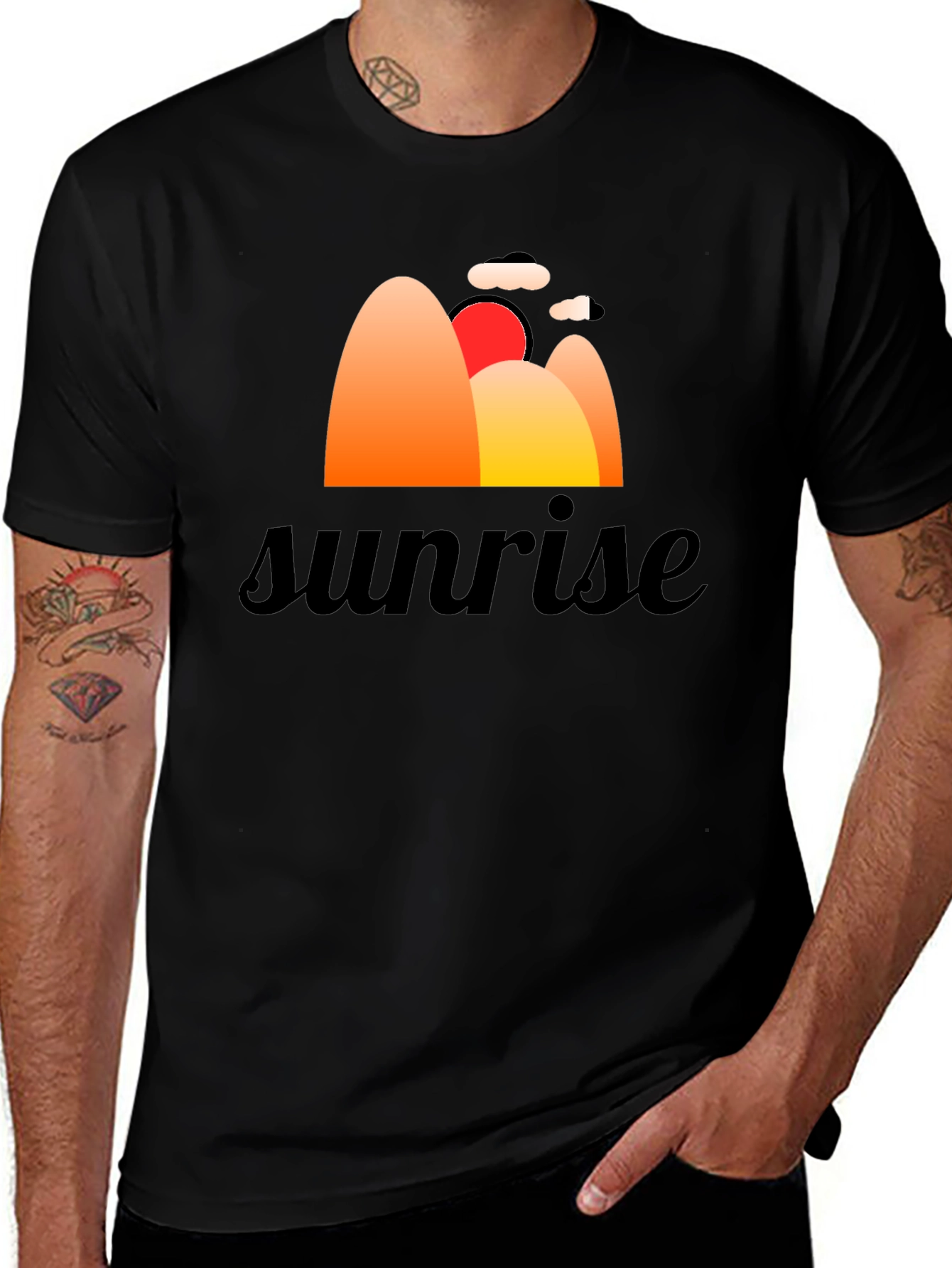 Sunrise Graphic Tee - Retro Style Black T-Shirt