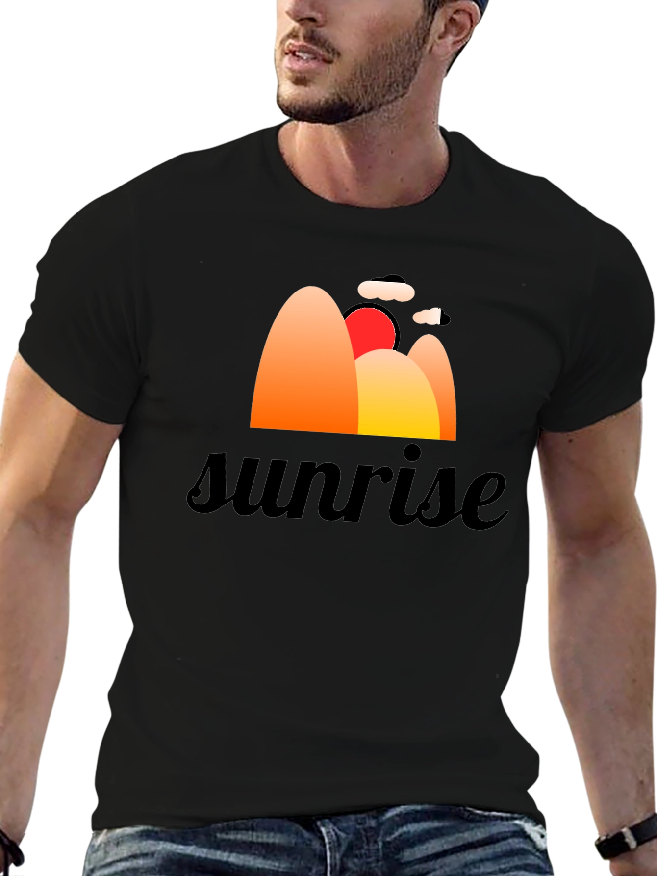 Sunrise Graphic Tee - Retro Style Black T-Shirt