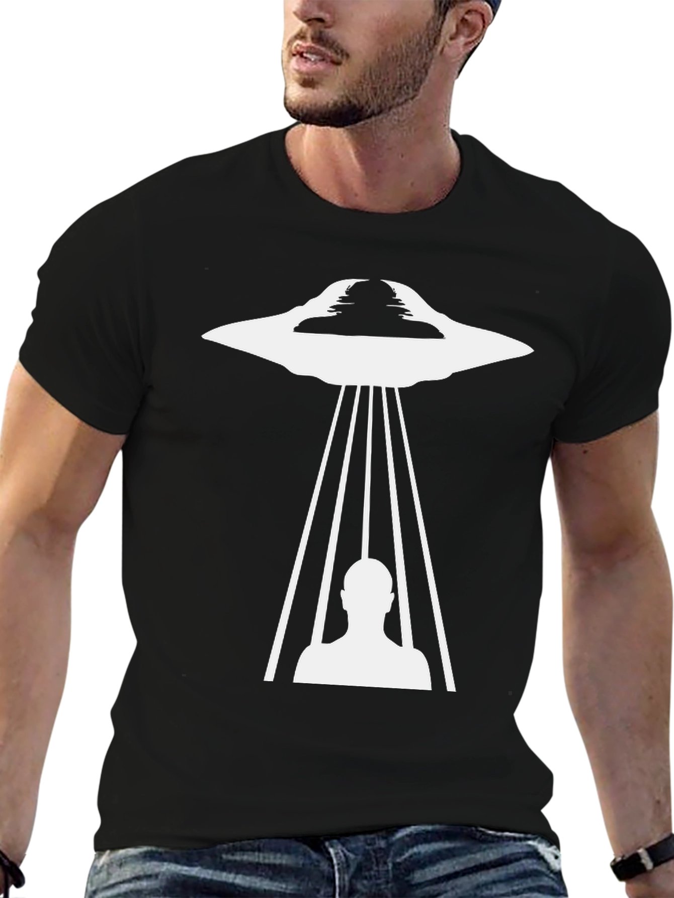 UFO Abduction Graphic Tee - Black