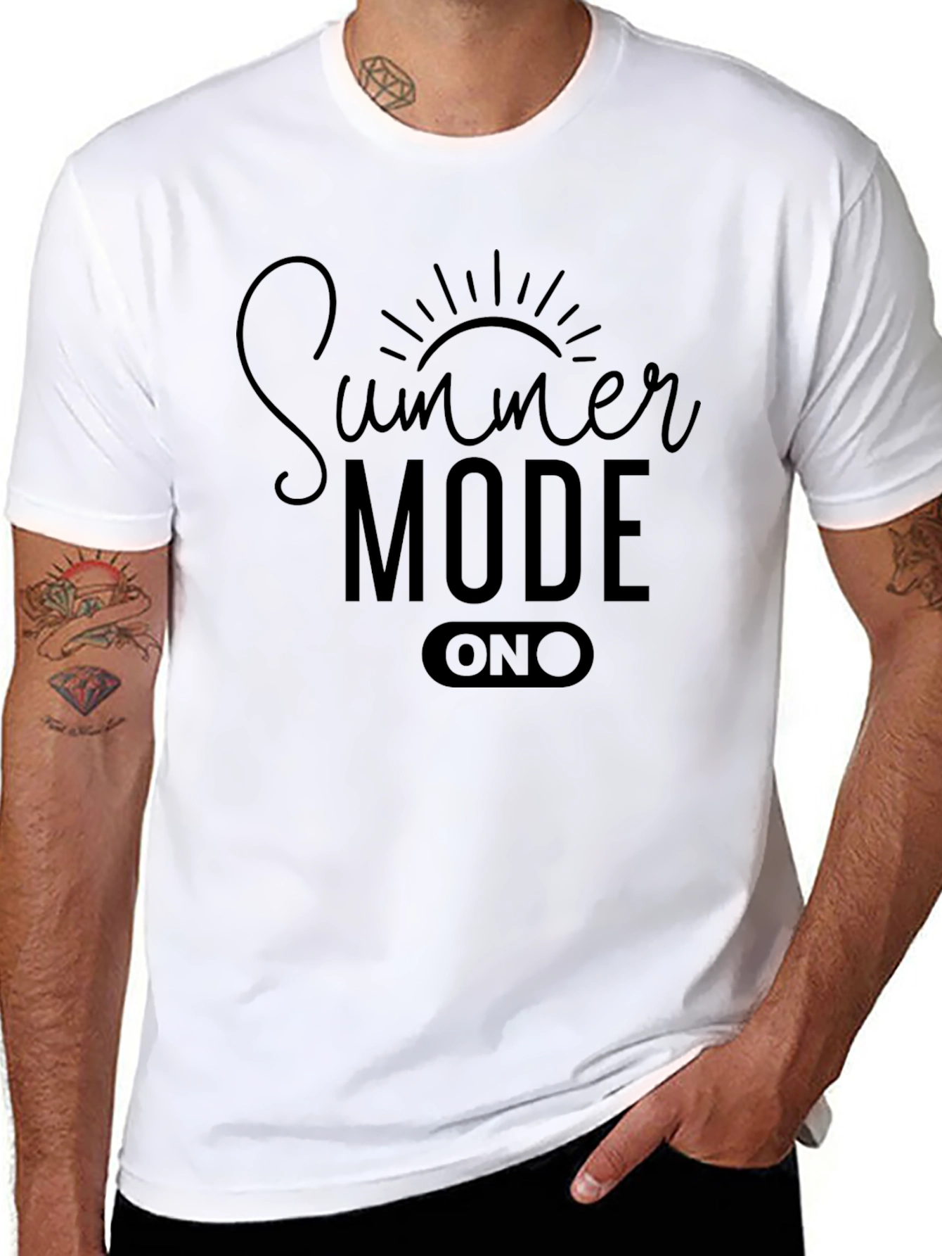 Summer Mode ON Black Graphic T-Shirt