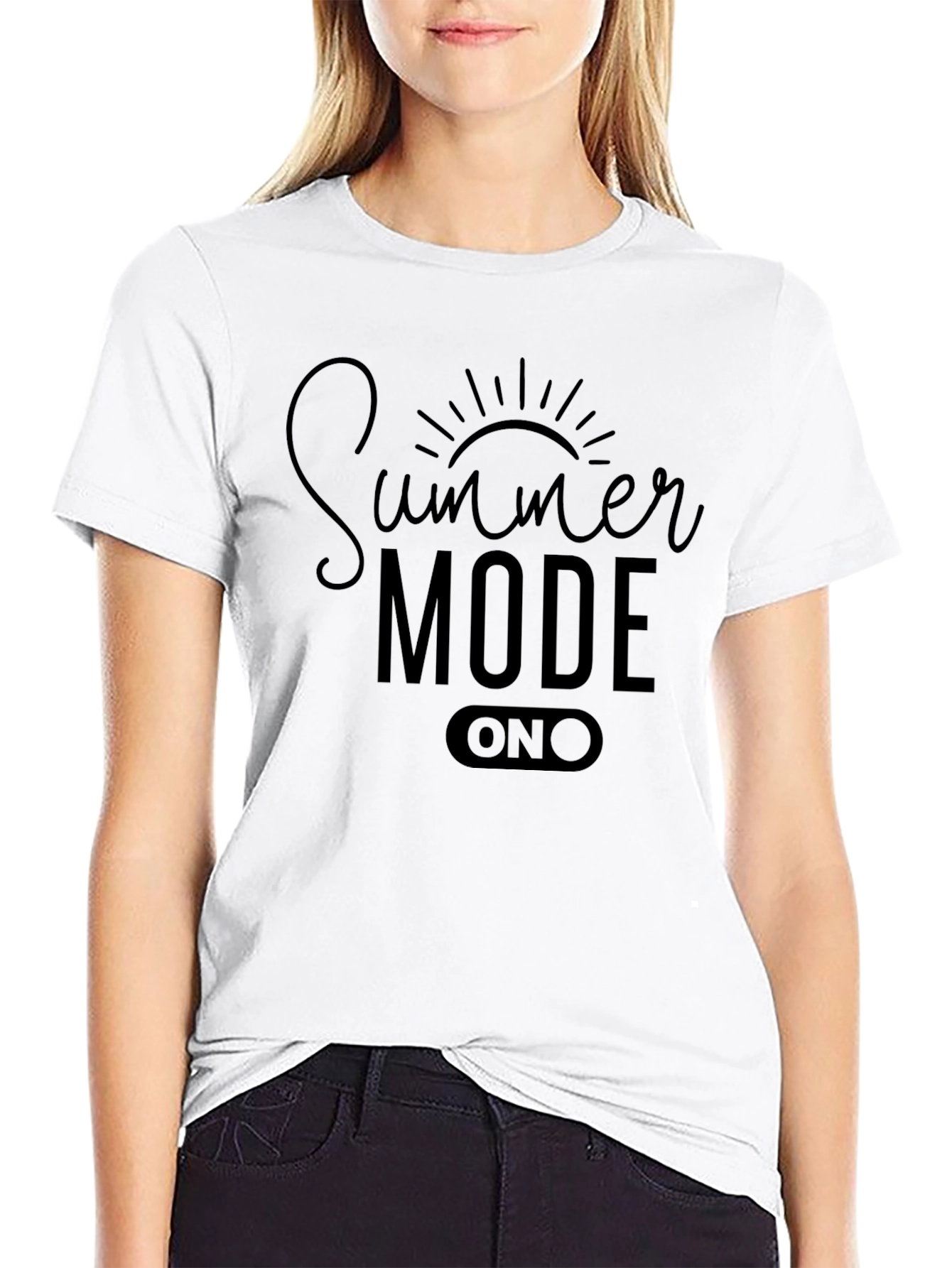Summer Mode ON Black Graphic T-Shirt