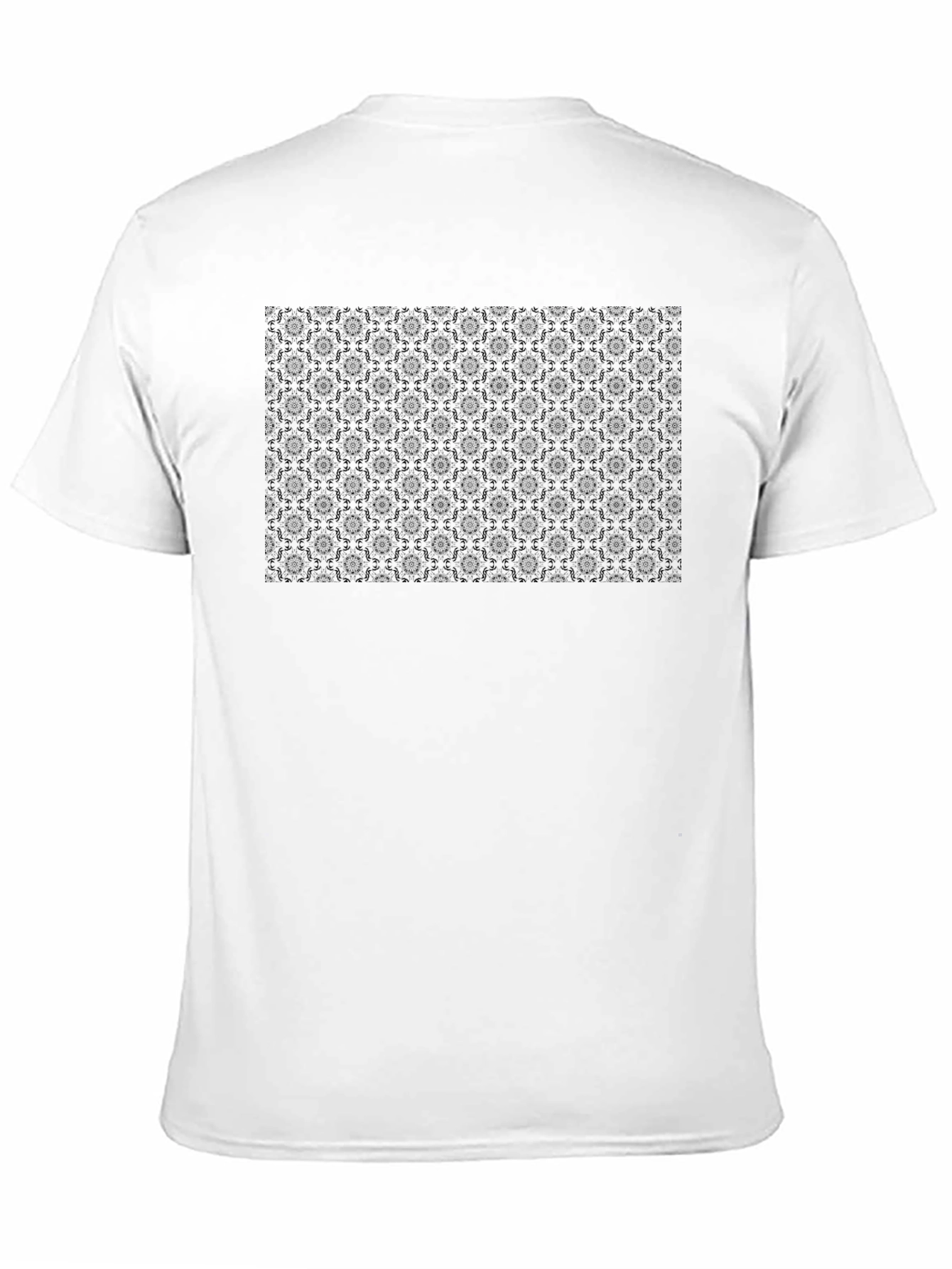 Mens Black Patterned Crew Neck T-Shirt