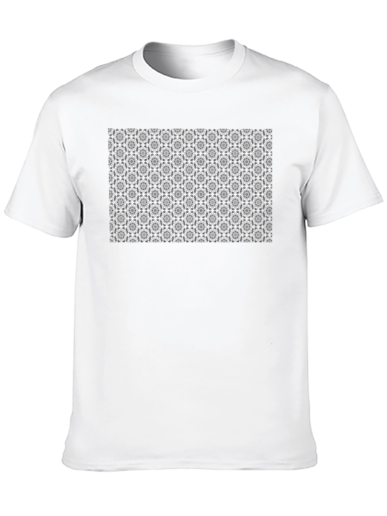 Mens Black Patterned Crew Neck T-Shirt
