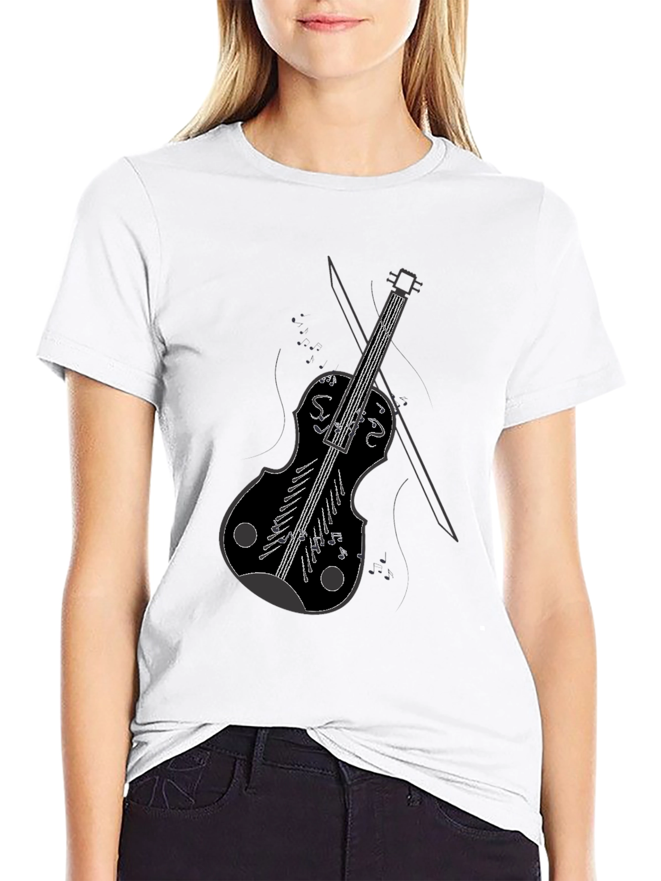 Violin Graphic Black T-Shirt