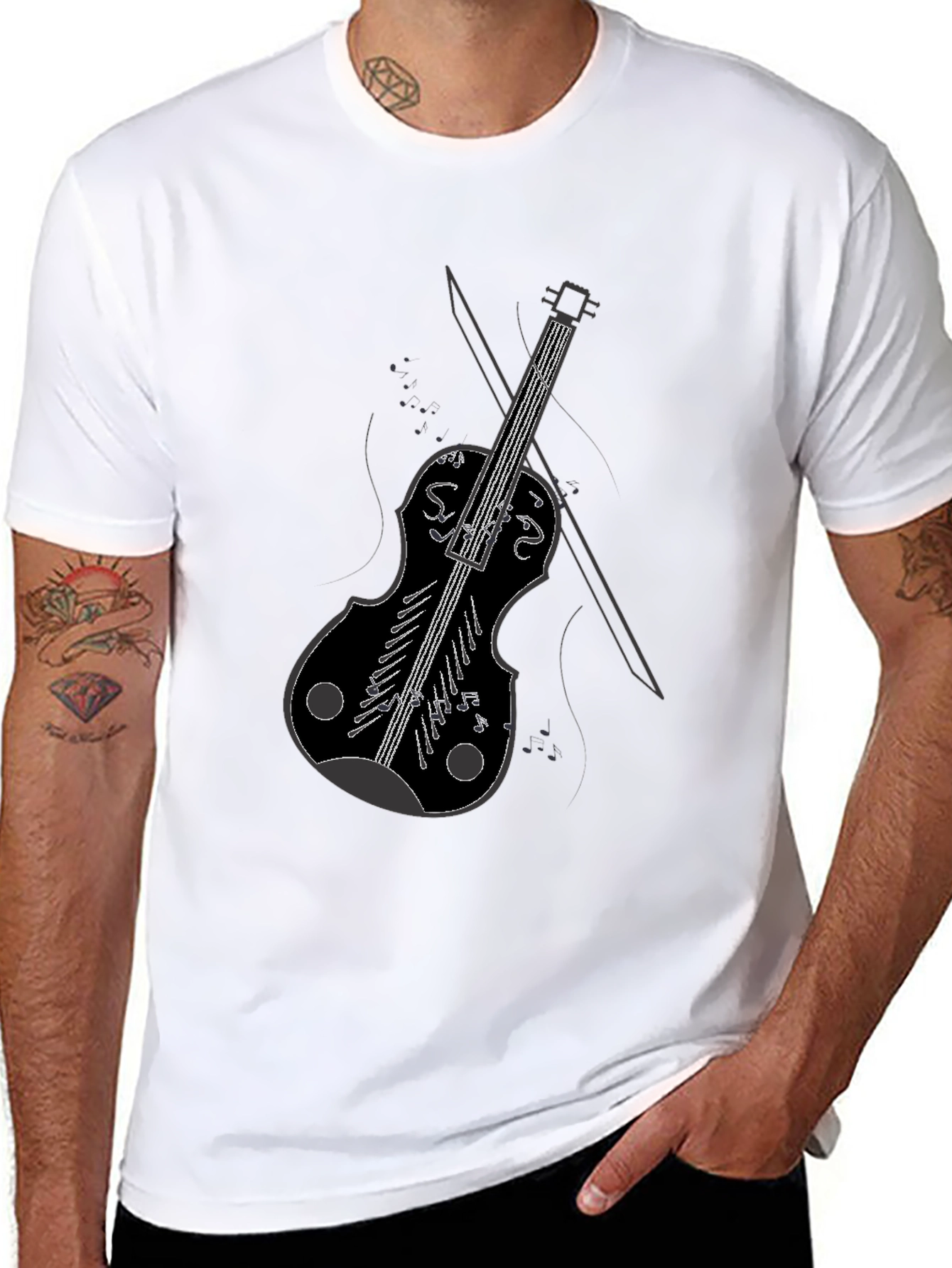 Violin Graphic Black T-Shirt
