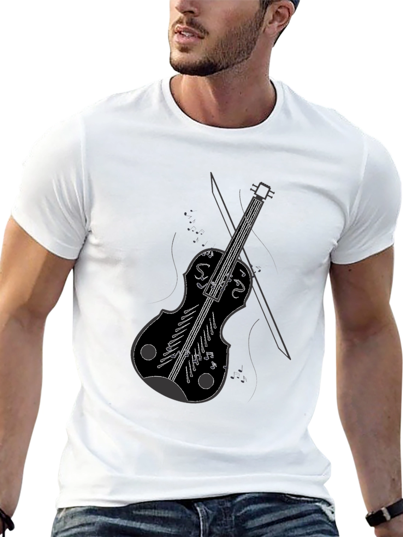 Violin Graphic Black T-Shirt