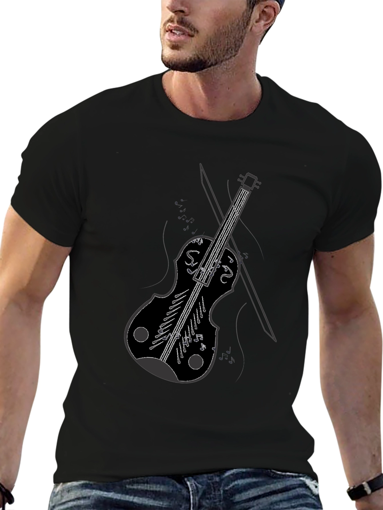 Violin Graphic Black T-Shirt
