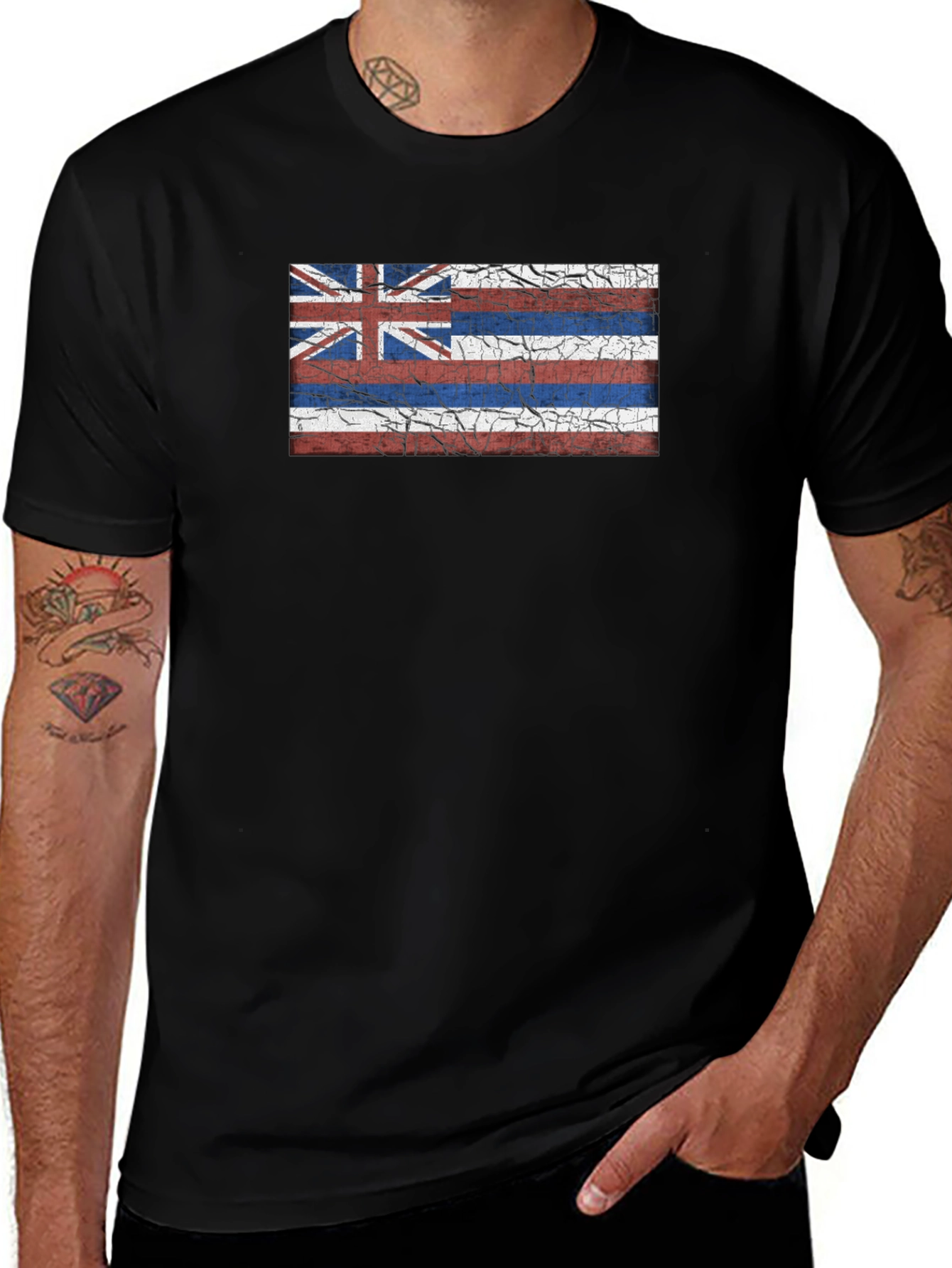 Hawaii Flag Graphic Tee - Black
