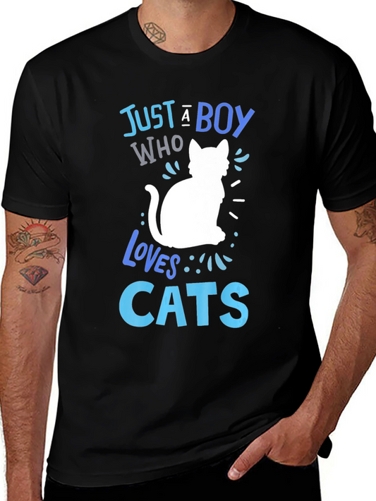 Just a Boy Who Loves Cats Graphic T-Shirt