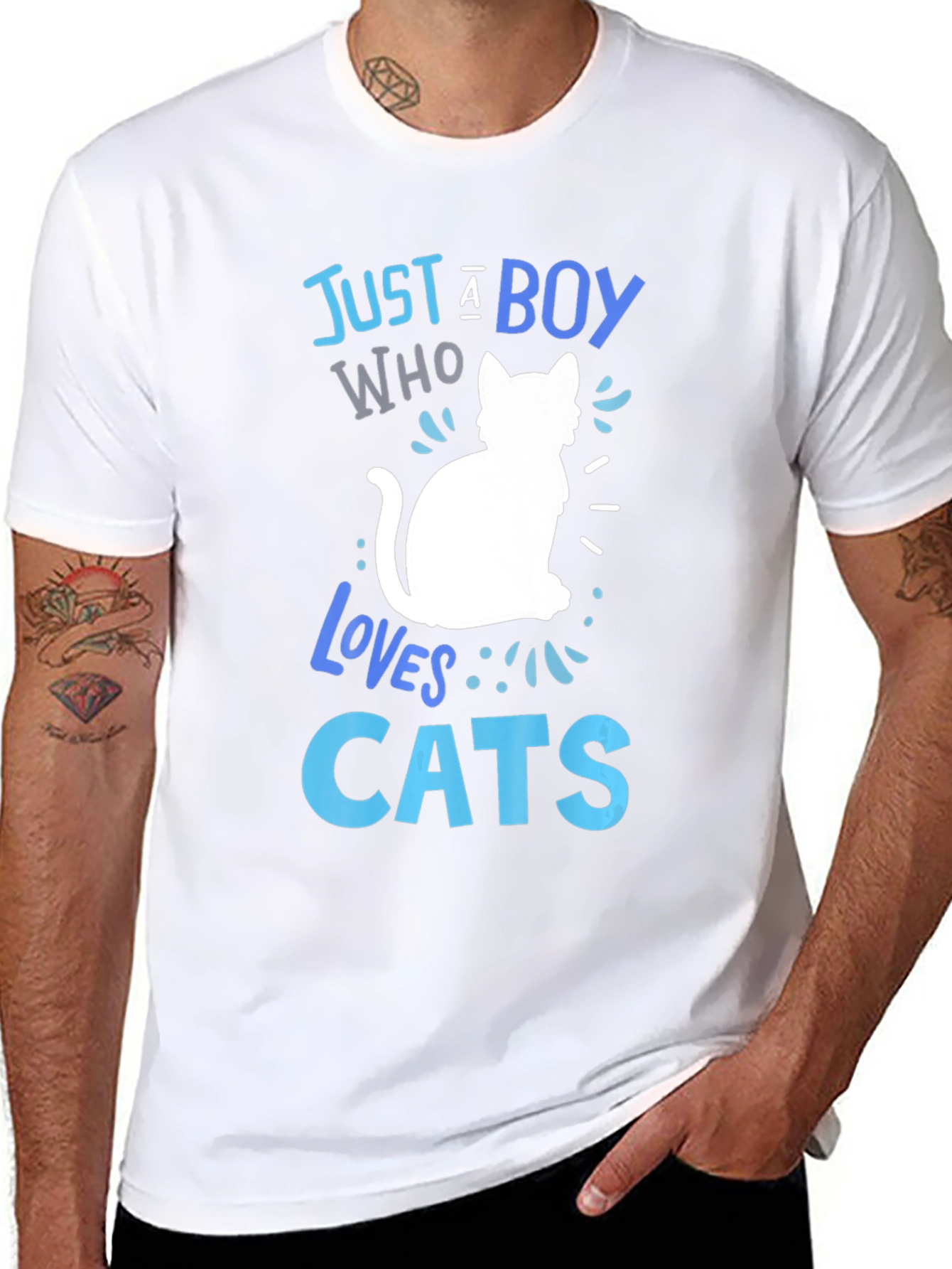 Just a Boy Who Loves Cats Graphic T-Shirt