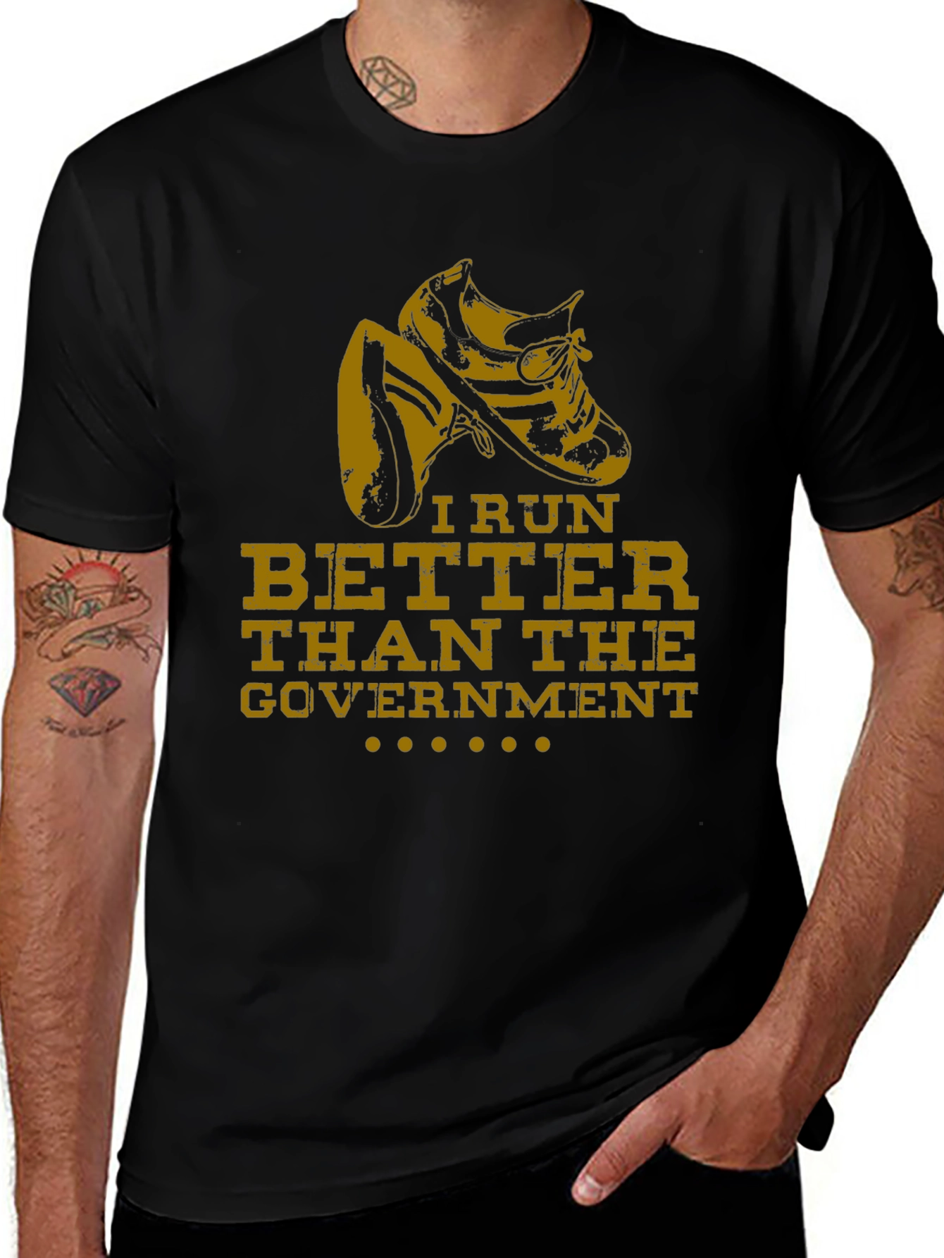I Run Better Than The Government Black T-Shirt