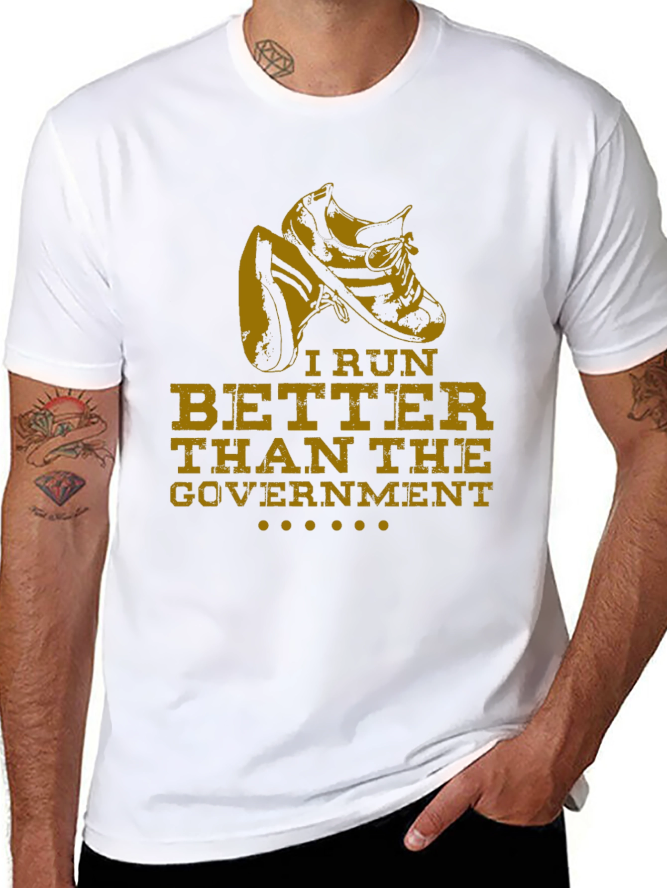 I Run Better Than The Government Black T-Shirt