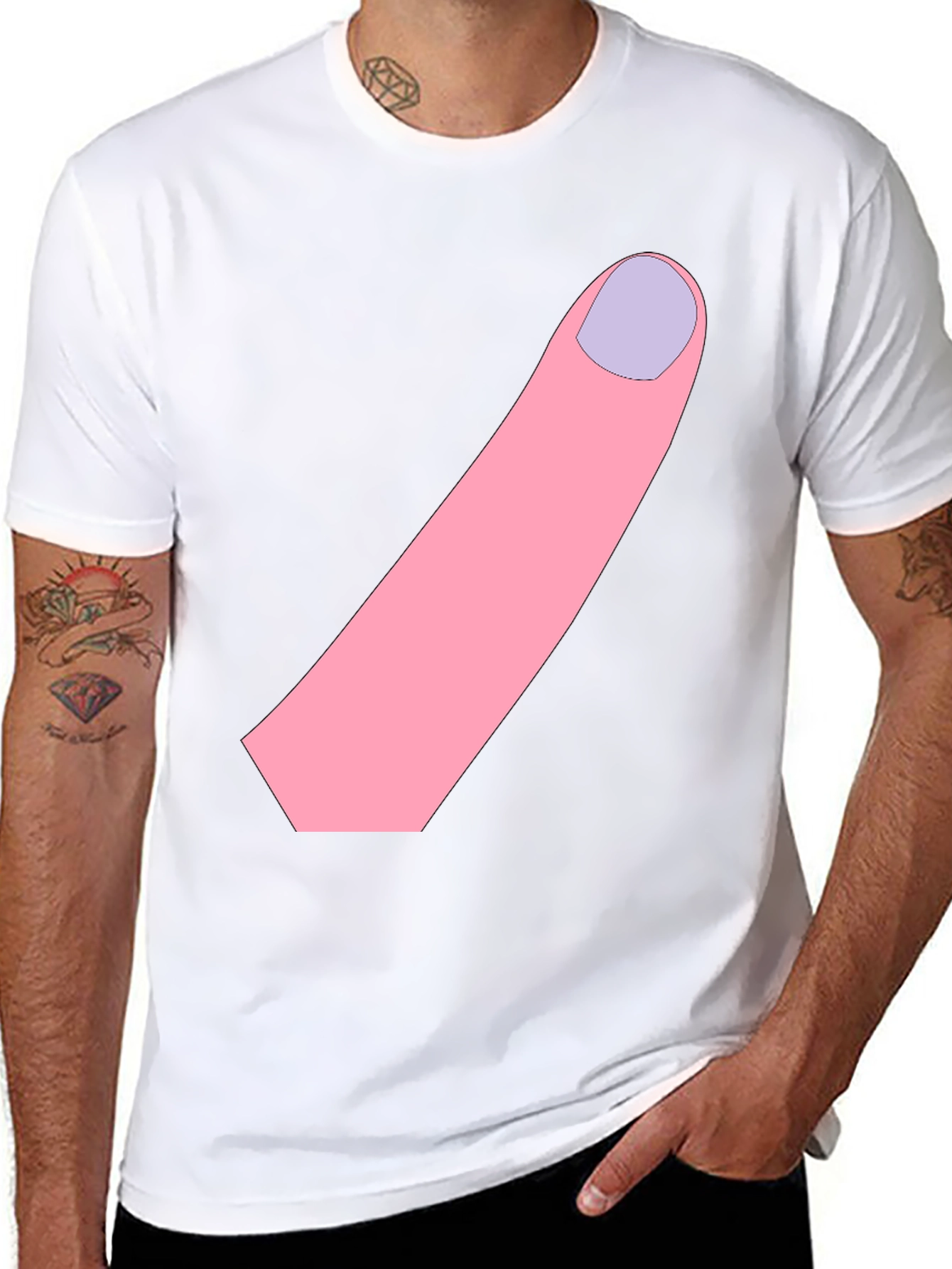 Funny Finger Graphic Black T-Shirt