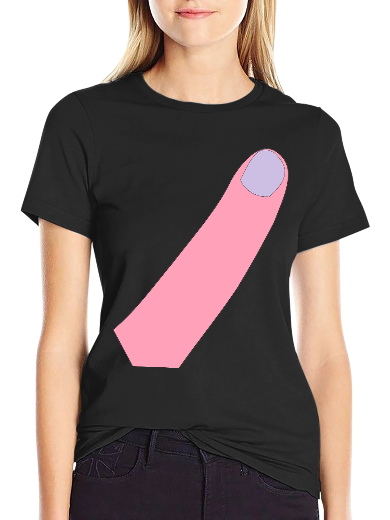 Funny Finger Graphic Black T-Shirt
