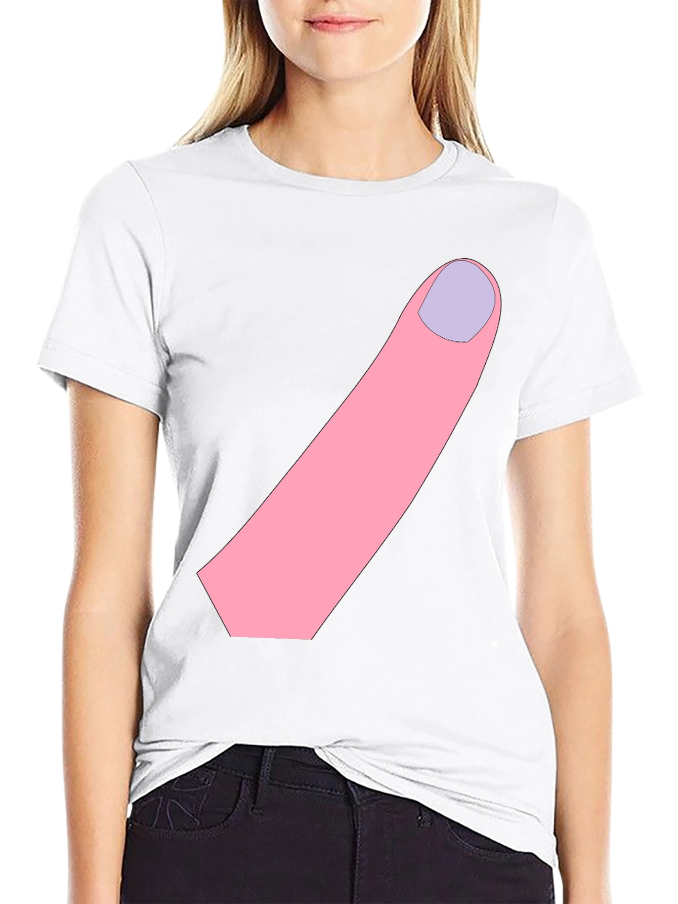 Funny Finger Graphic Black T-Shirt