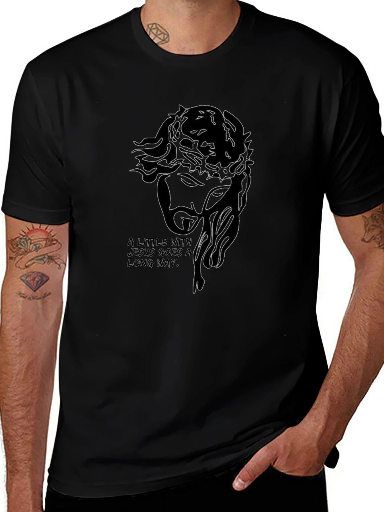 Jesus Graphic Print Black T-Shirt