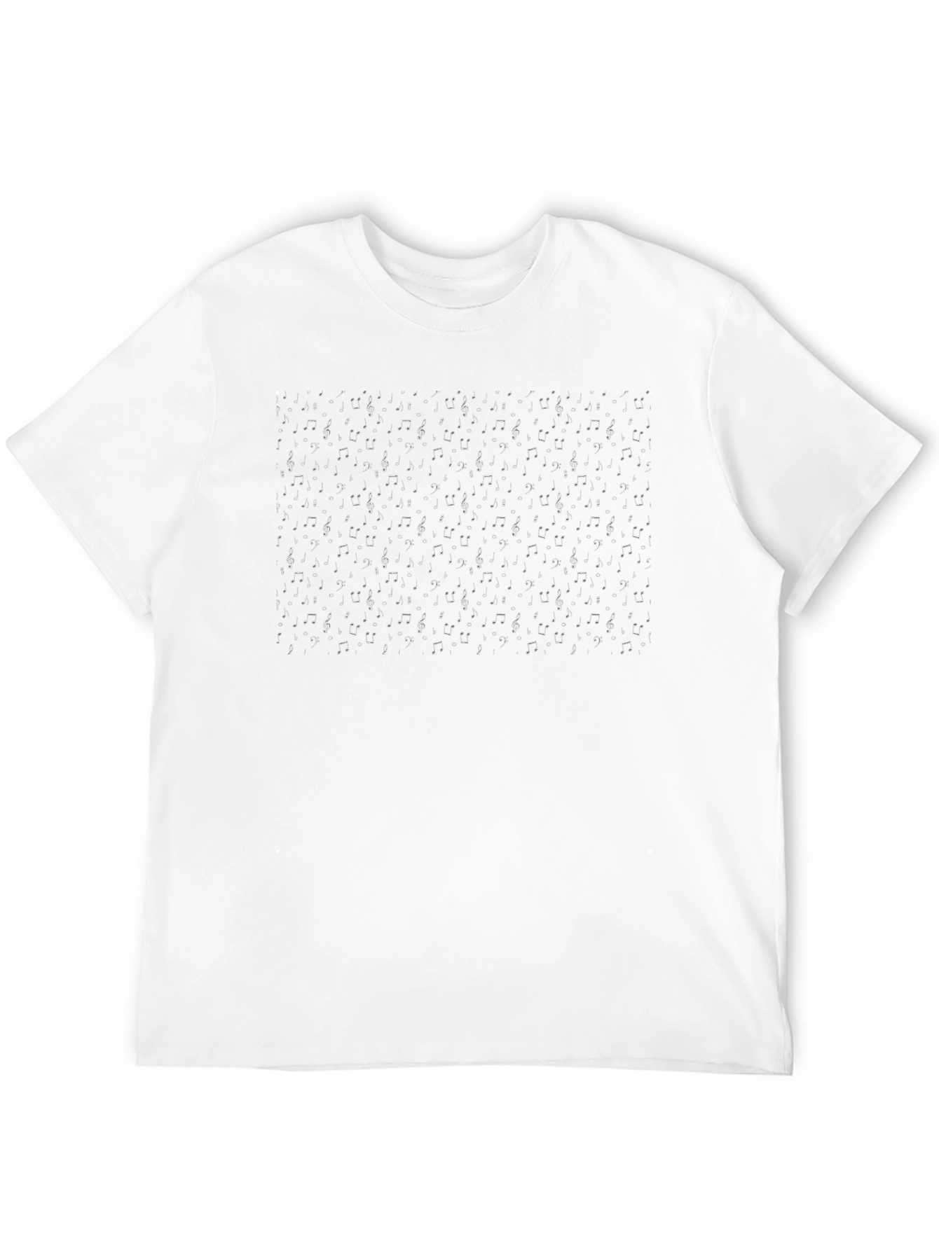 Black T-Shirt with Music Notes Pattern