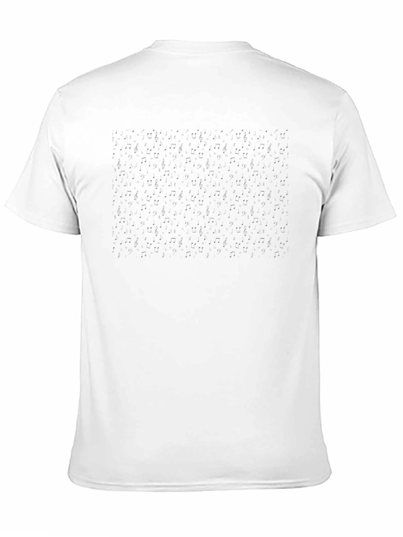 Black T-Shirt with Music Notes Pattern