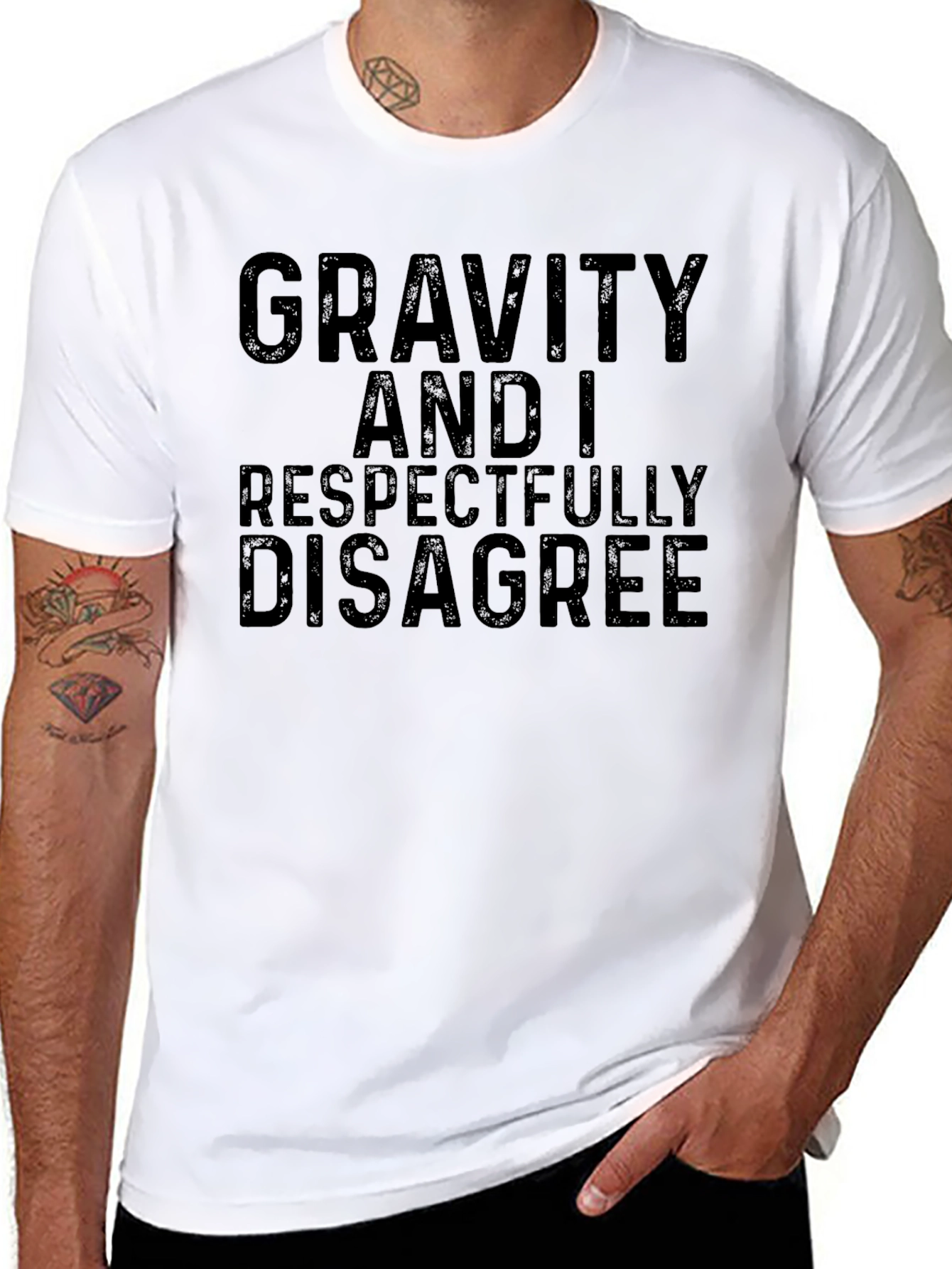 Gravity and I Respectfully Disagree Black T-Shirt