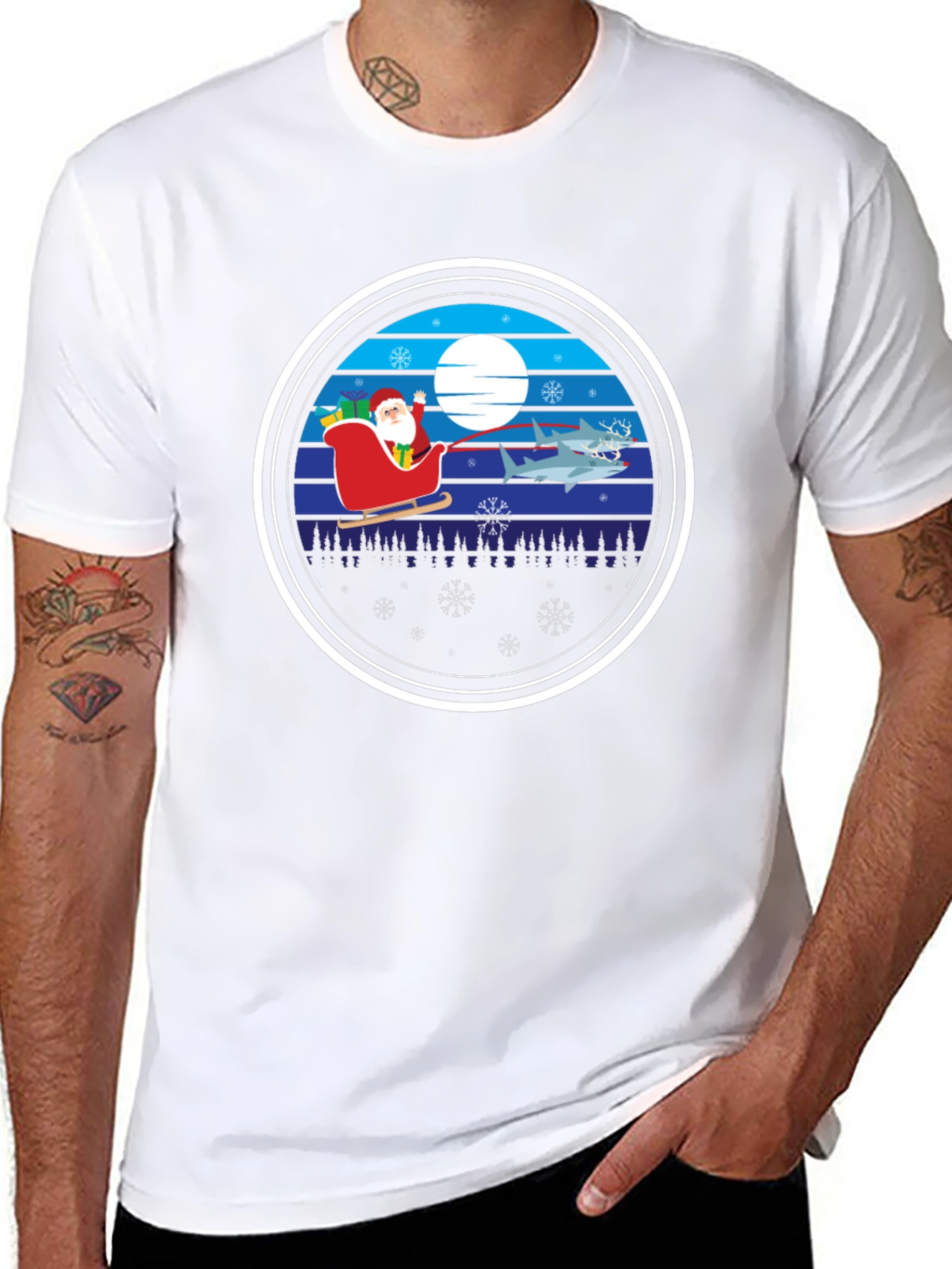 Shark Christmas Santa T-Shirt