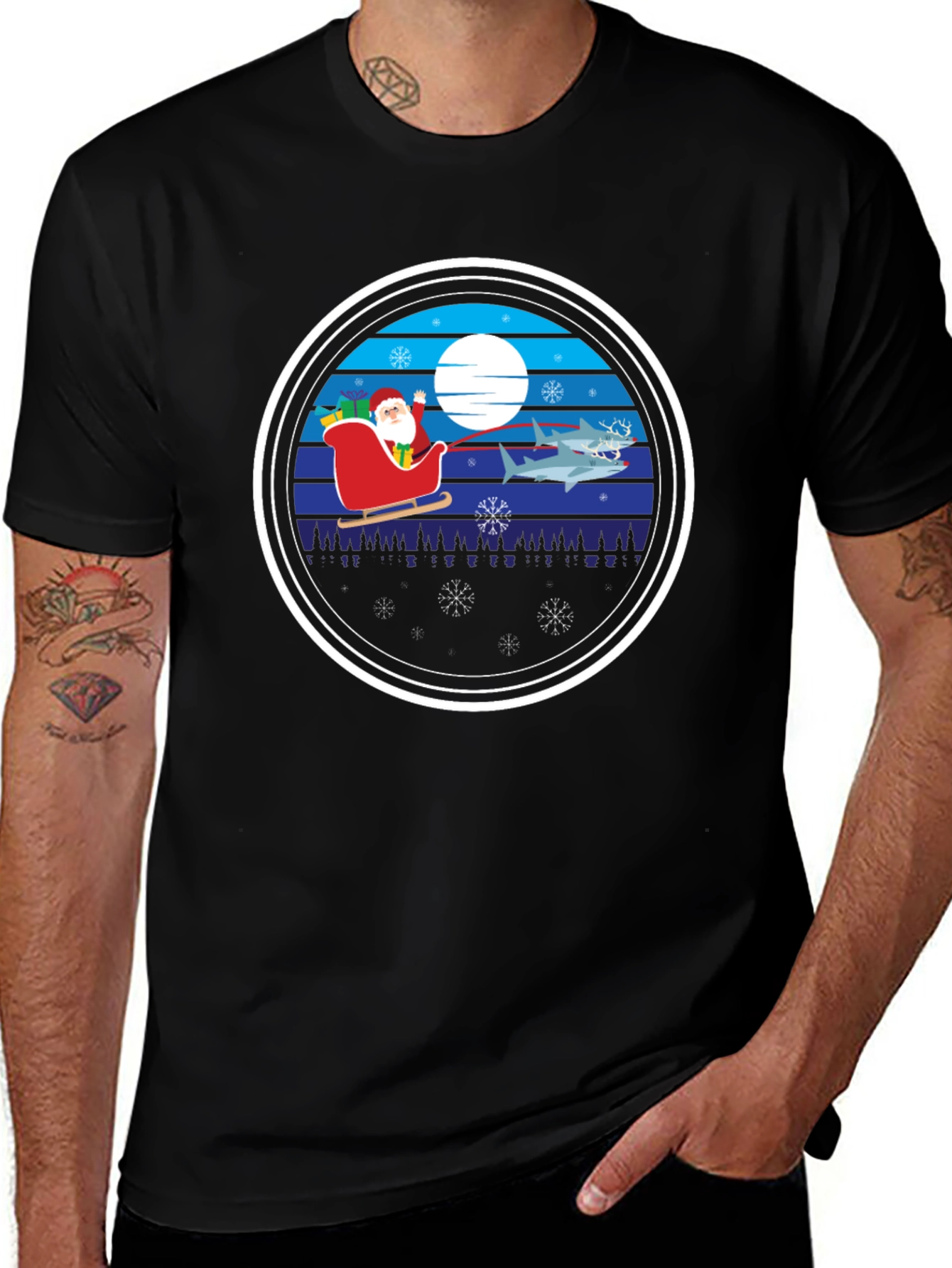 Shark Christmas Santa T-Shirt