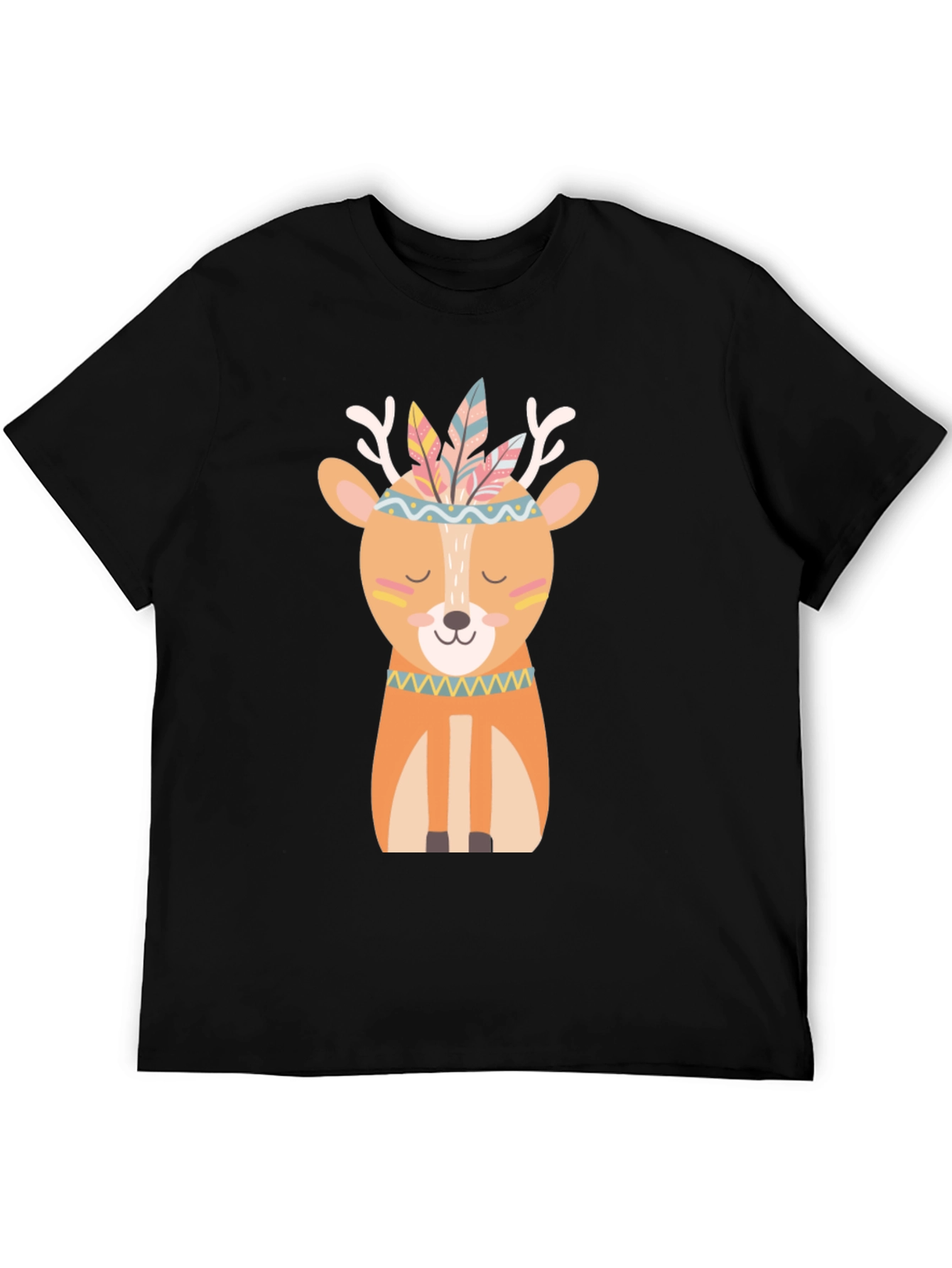 Deer with Feathers T-Shirt - Cute Cartoon Design