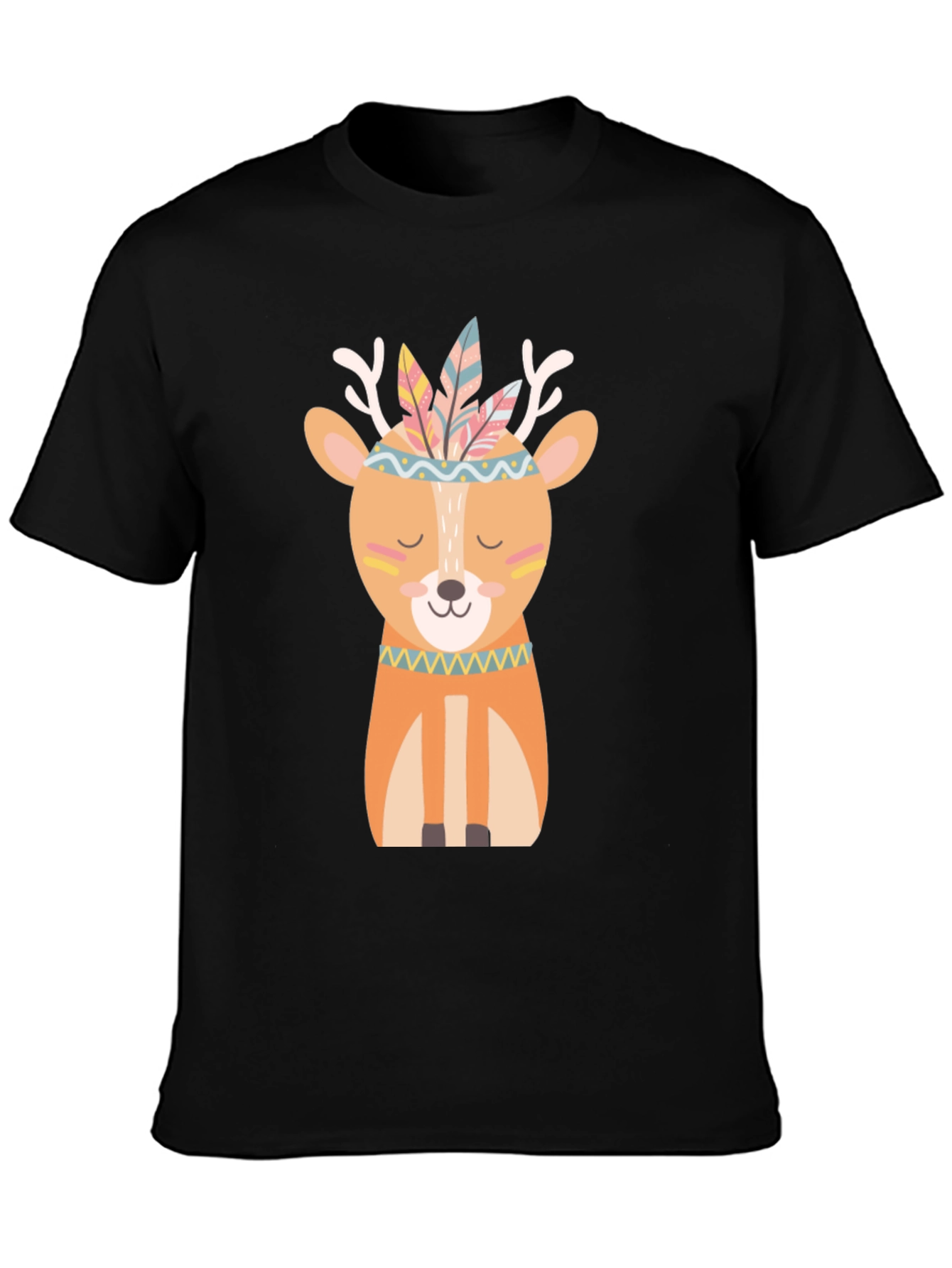 Deer with Feathers T-Shirt - Cute Cartoon Design