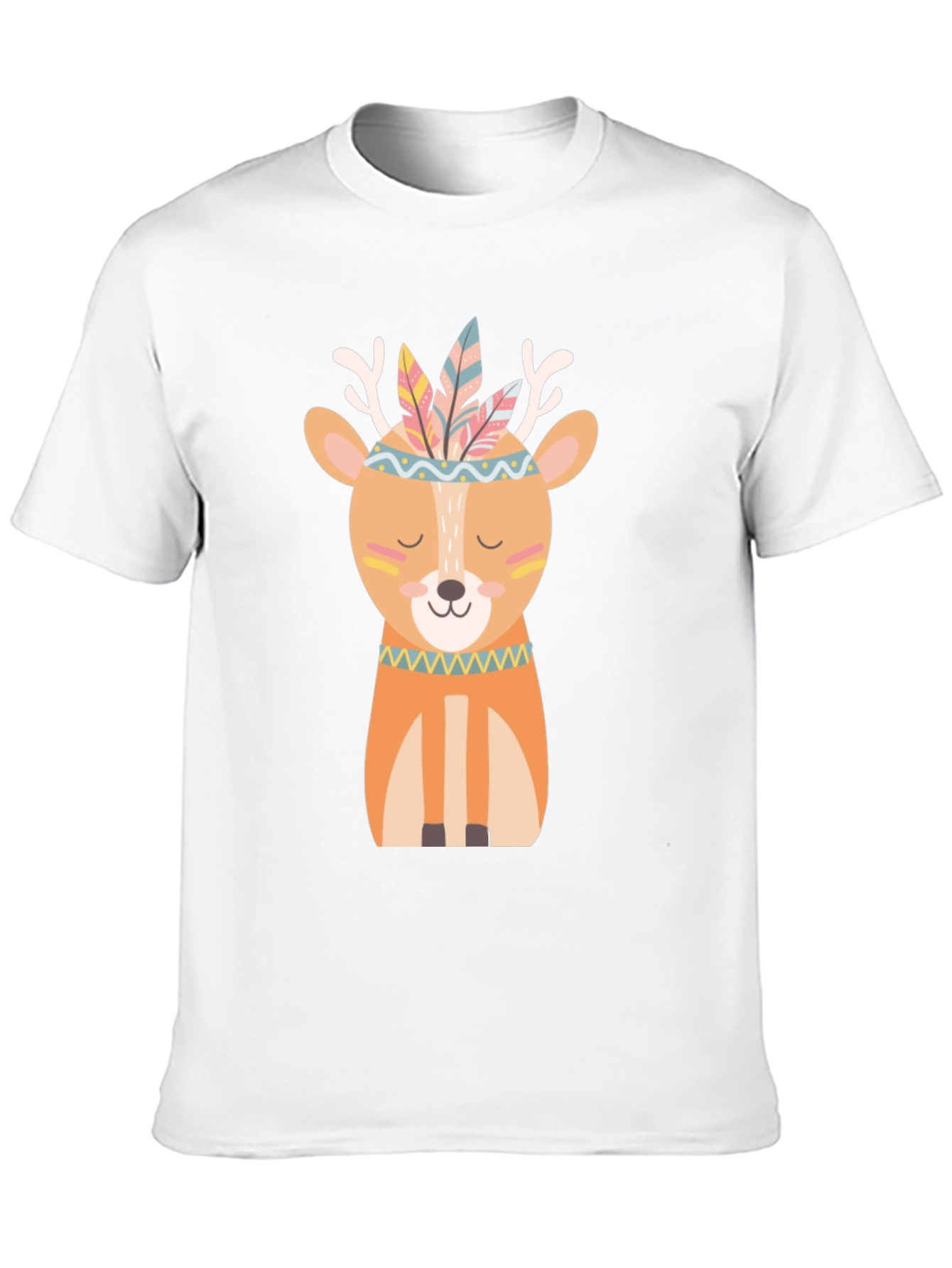Deer with Feathers T-Shirt - Cute Cartoon Design
