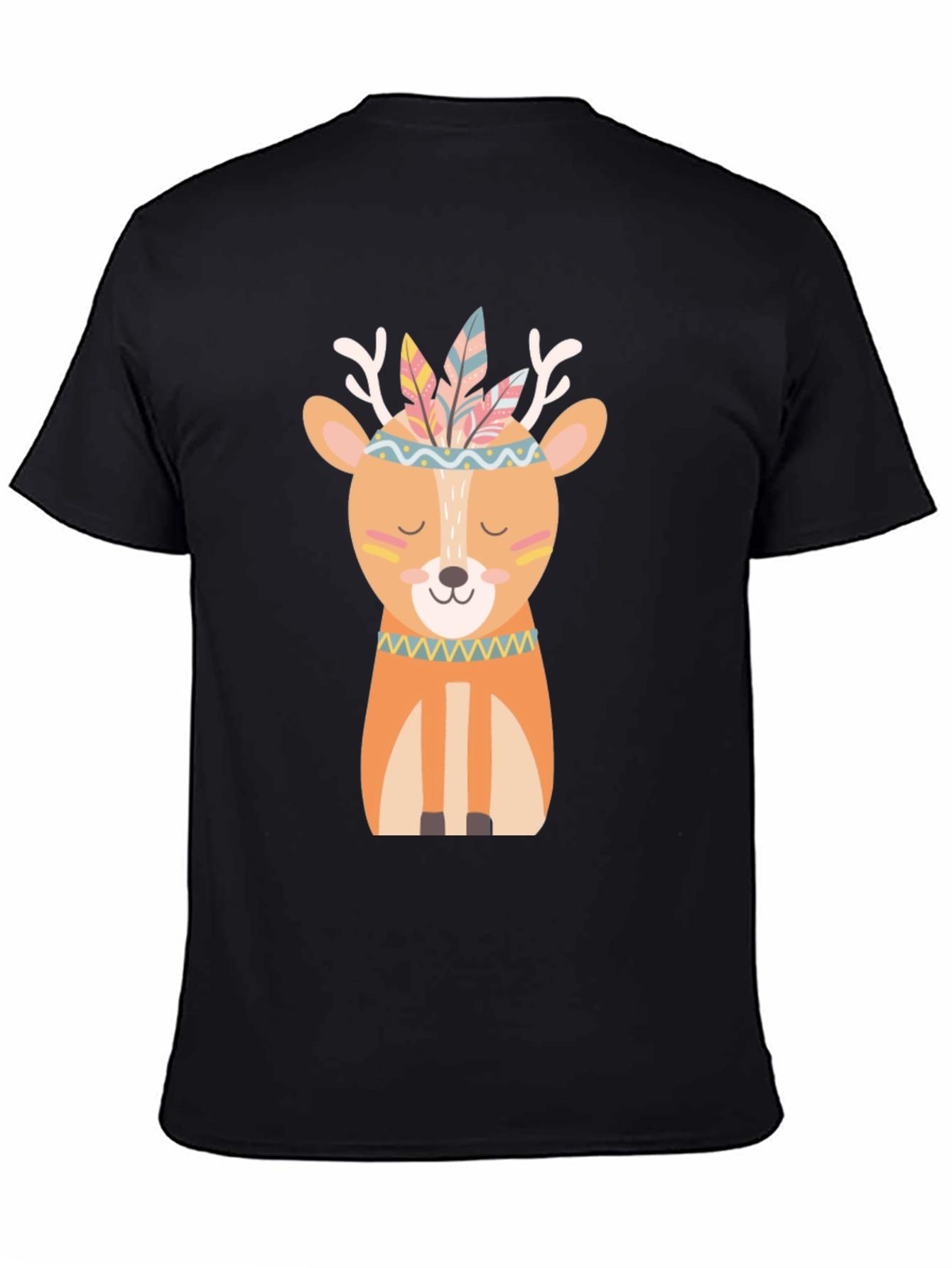 Deer with Feathers T-Shirt - Cute Cartoon Design