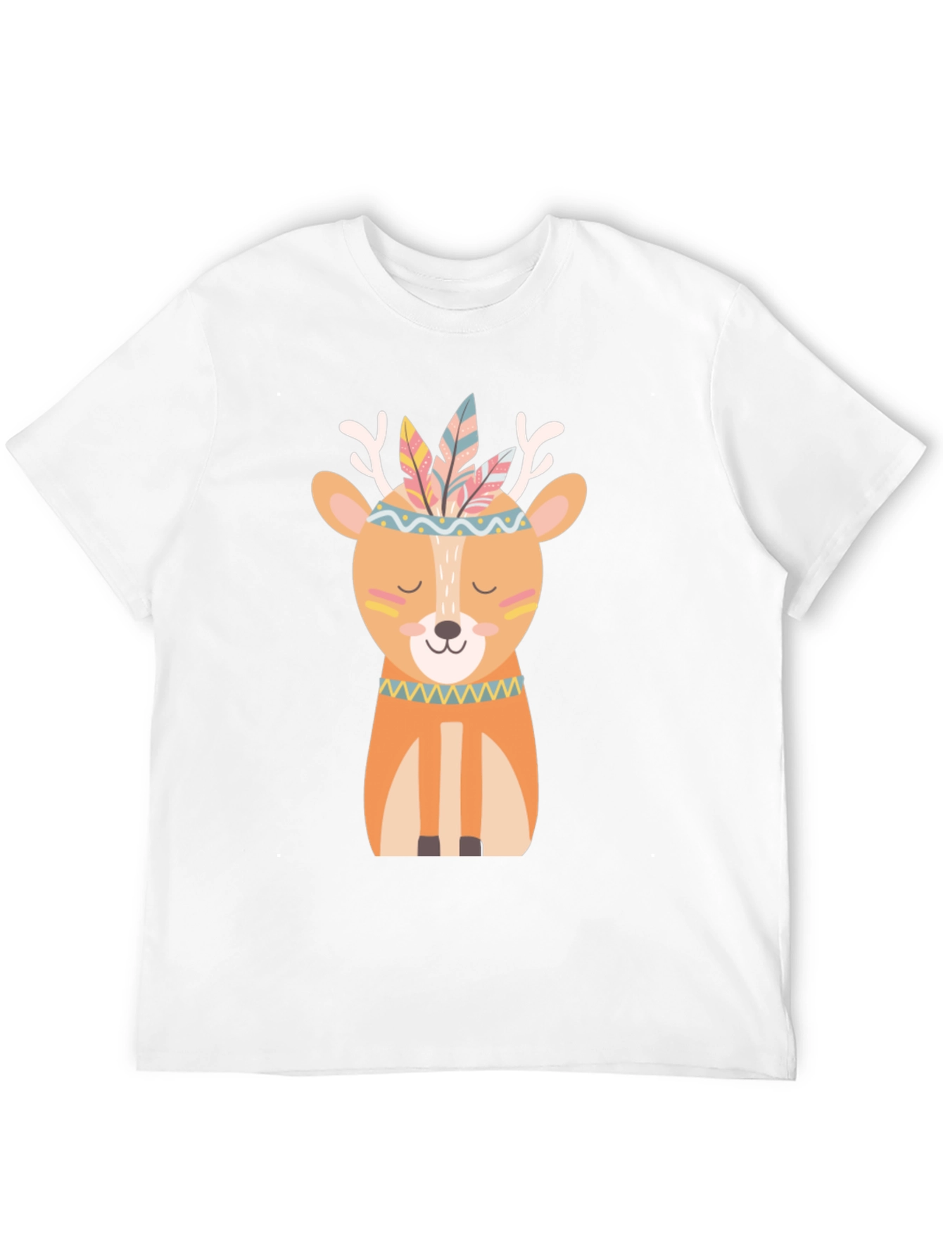 Deer with Feathers T-Shirt - Cute Cartoon Design