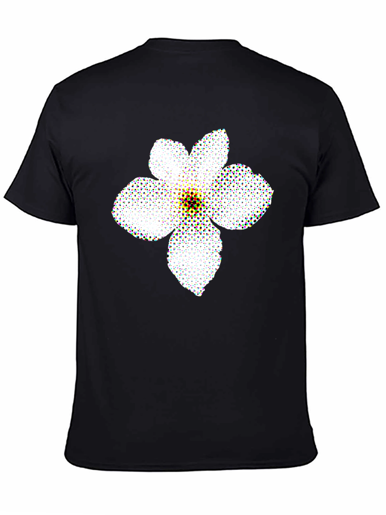 Black T-Shirt with Floral Pattern
