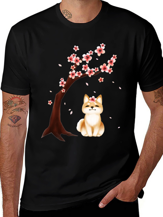 Sakura Shiba Inu Black T-Shirt