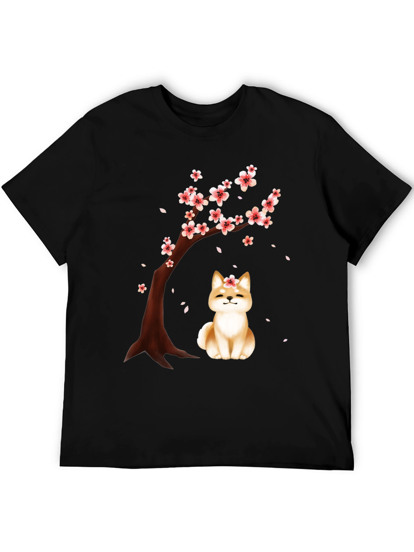 Sakura Shiba Inu Black T-Shirt