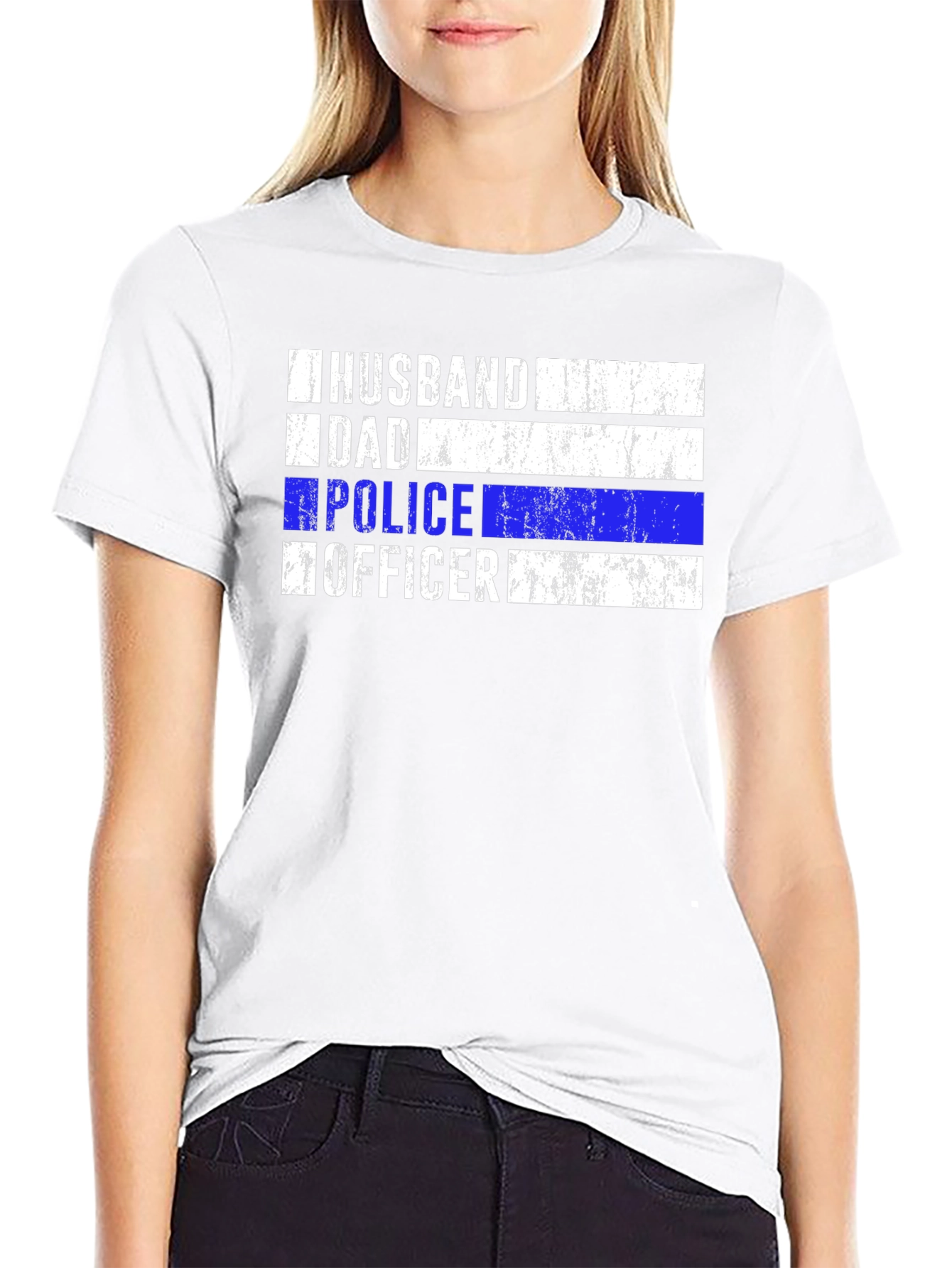 Husband Dad Police Officer Black T-Shirt