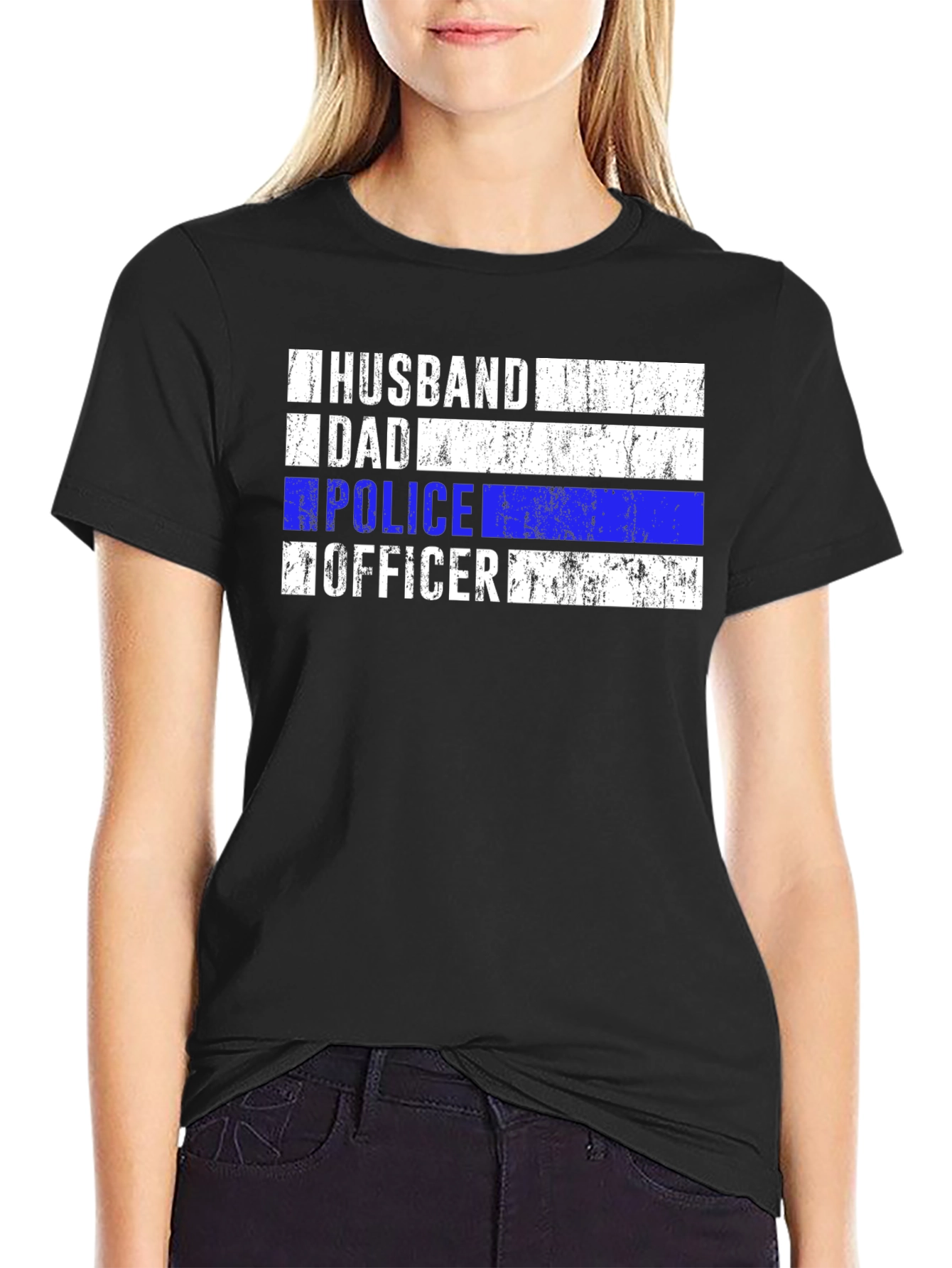 Husband Dad Police Officer Black T-Shirt