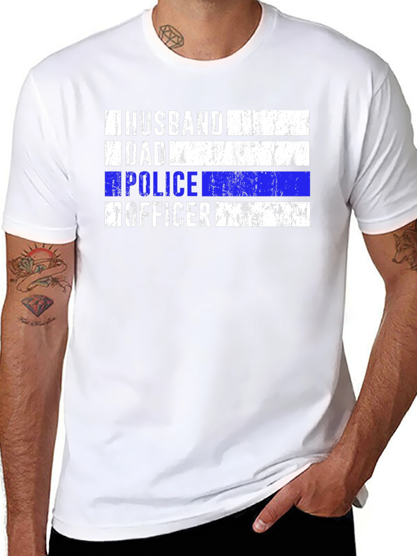 Husband Dad Police Officer Black T-Shirt
