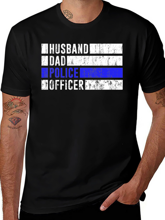 Husband Dad Police Officer Black T-Shirt