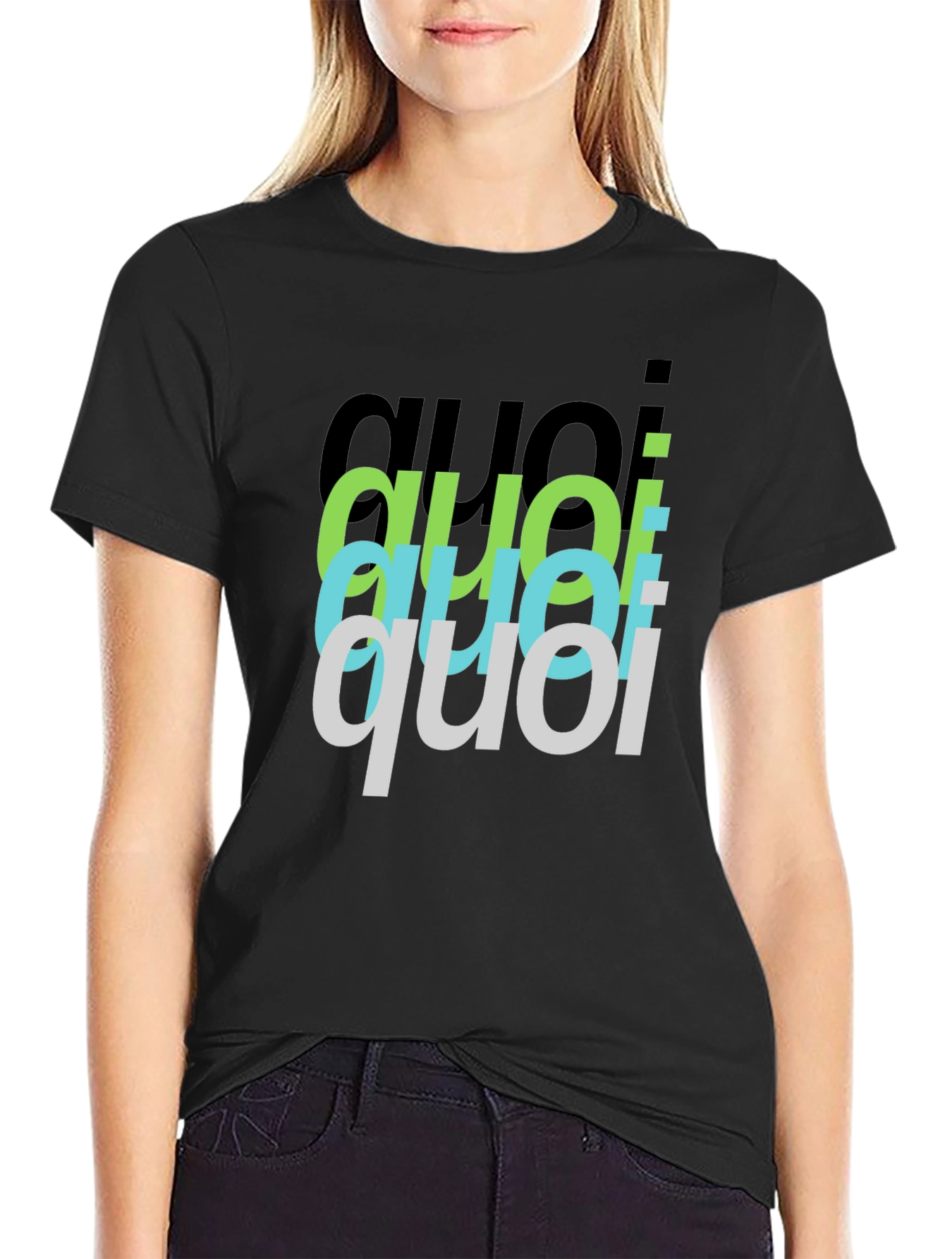 Quoi Stacked Graphic Black T-Shirt