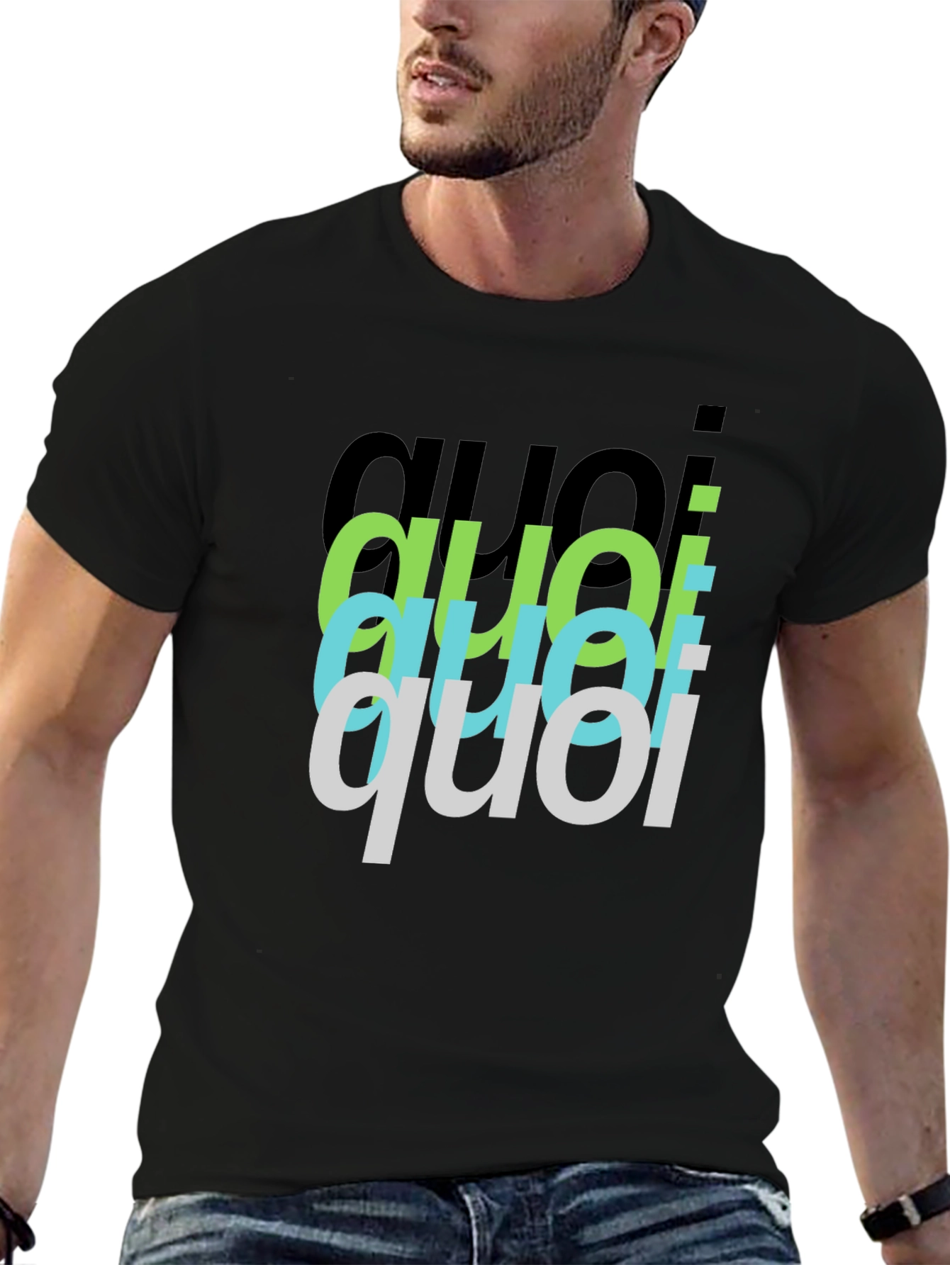 Quoi Stacked Graphic Black T-Shirt