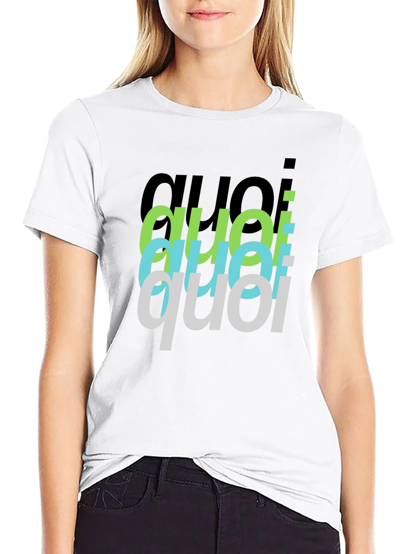 Quoi Stacked Graphic Black T-Shirt
