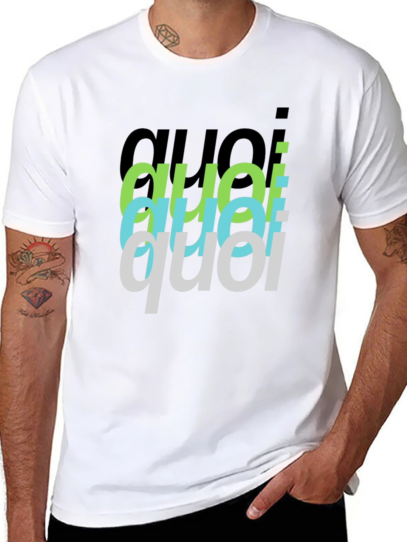 Quoi Stacked Graphic Black T-Shirt