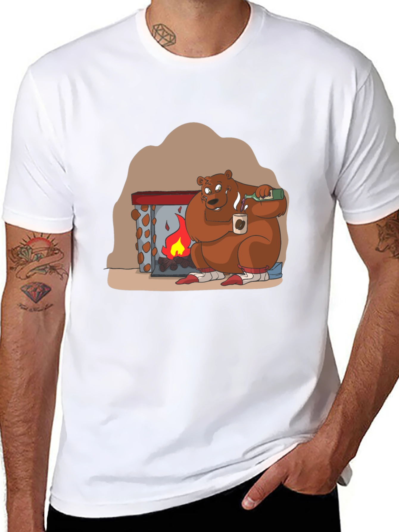 Cozy Bear by Fire T-Shirt
