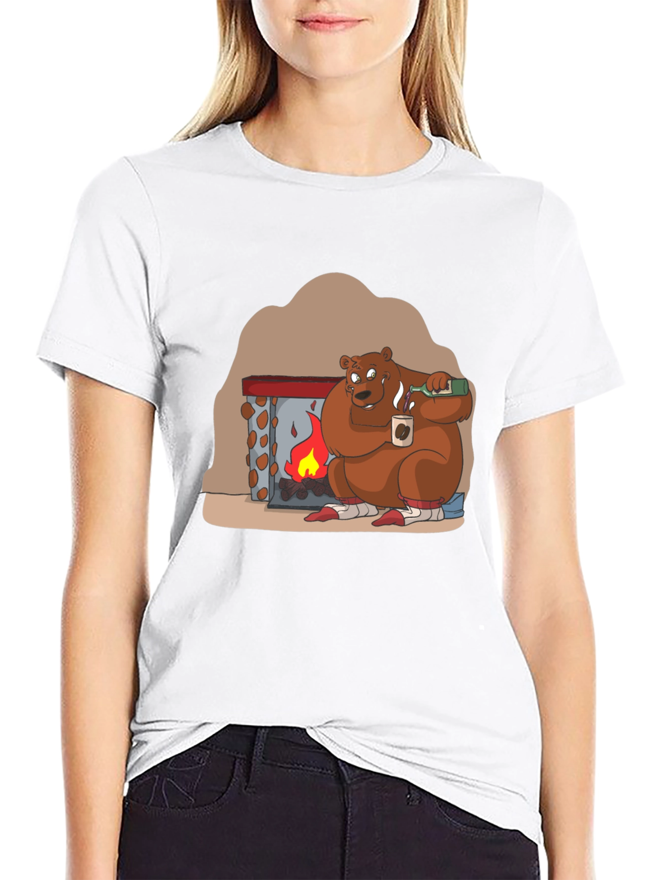 Cozy Bear by Fire T-Shirt