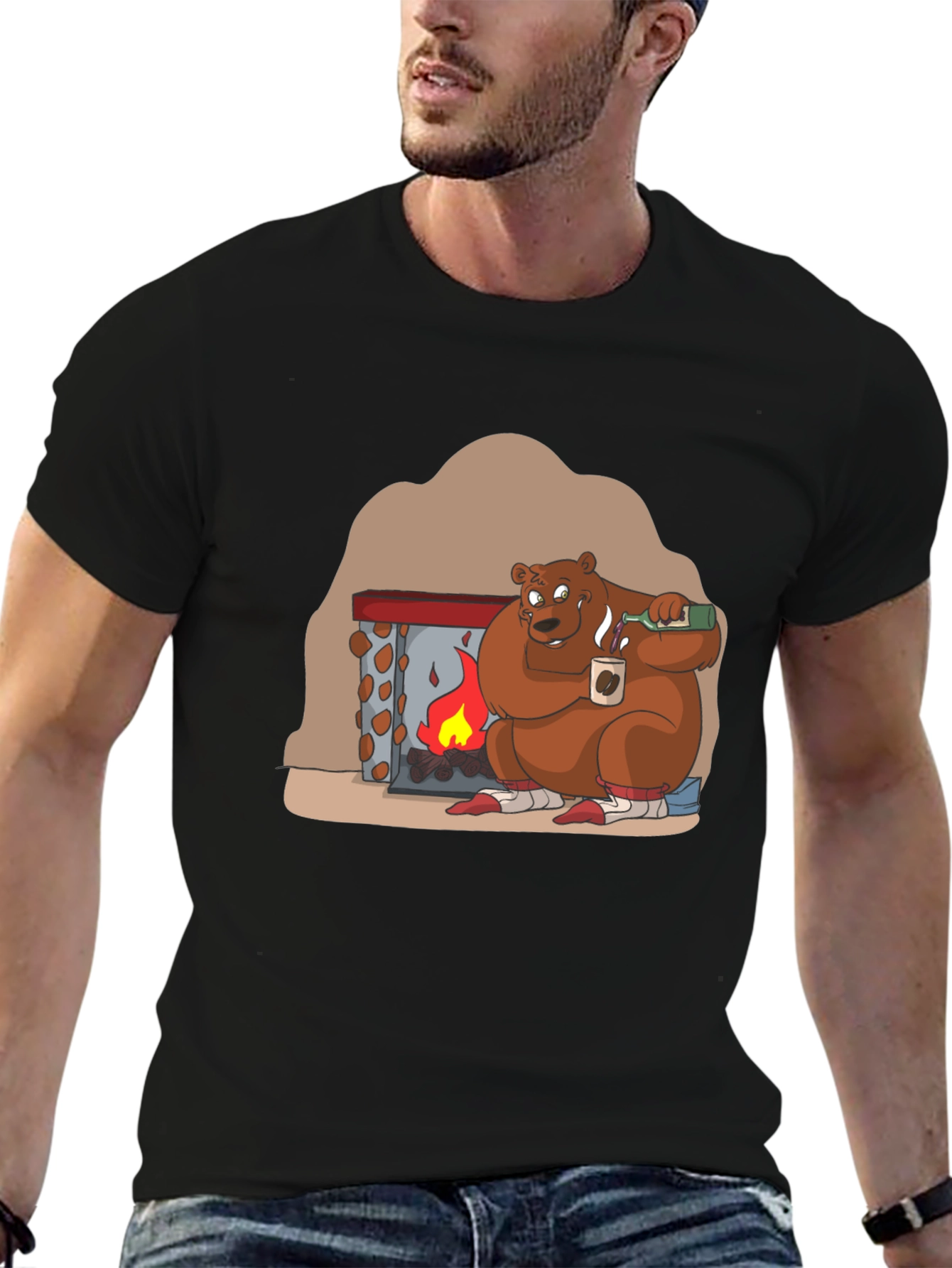 Cozy Bear by Fire T-Shirt