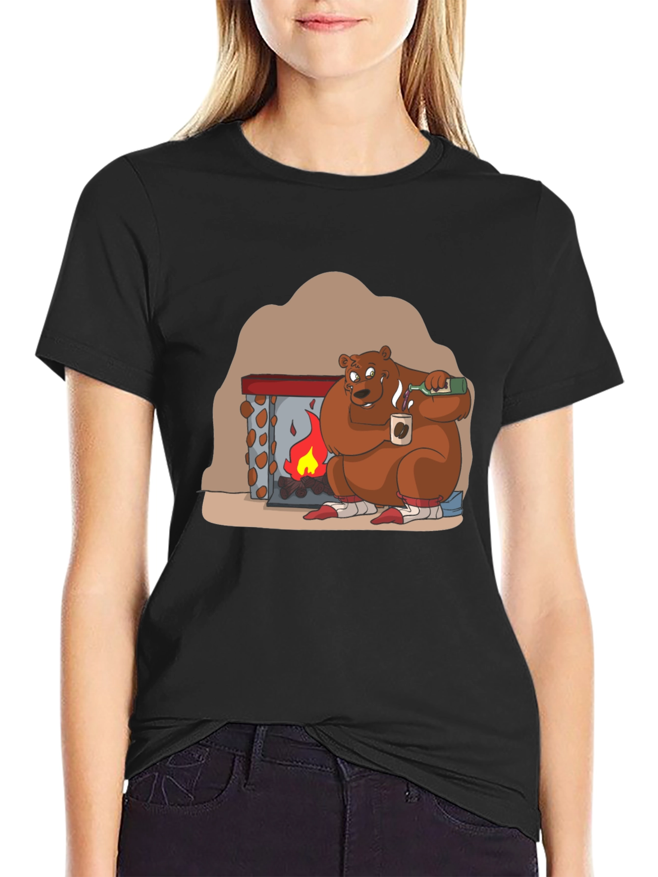 Cozy Bear by Fire T-Shirt