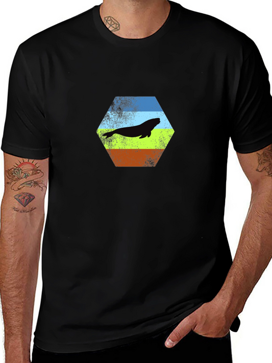Manatee Graphic Tee - Vintage Style Black T-Shirt