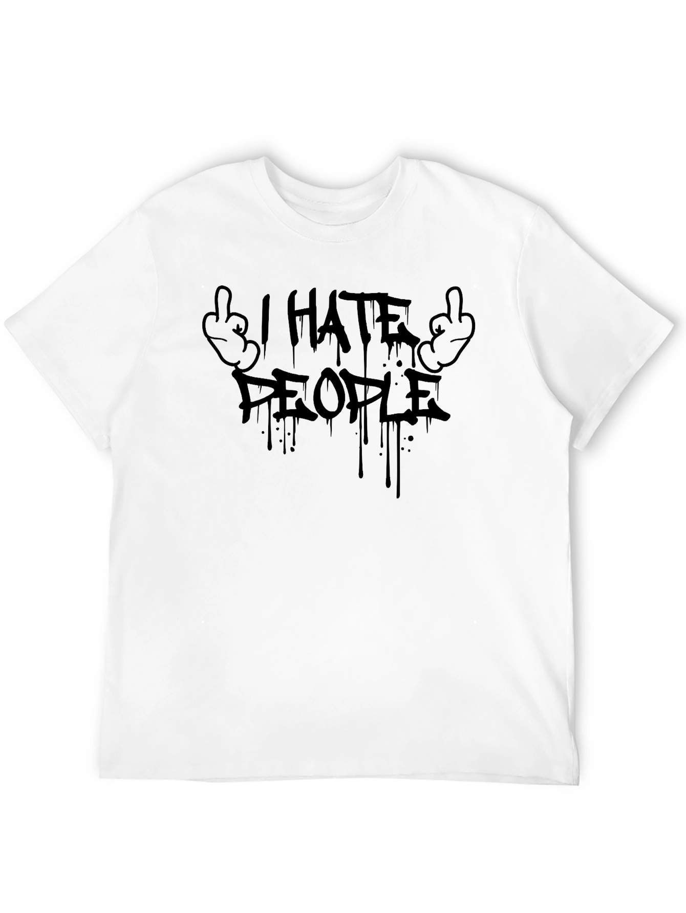 I Hate People Graphic T-Shirt - Black Crew Neck