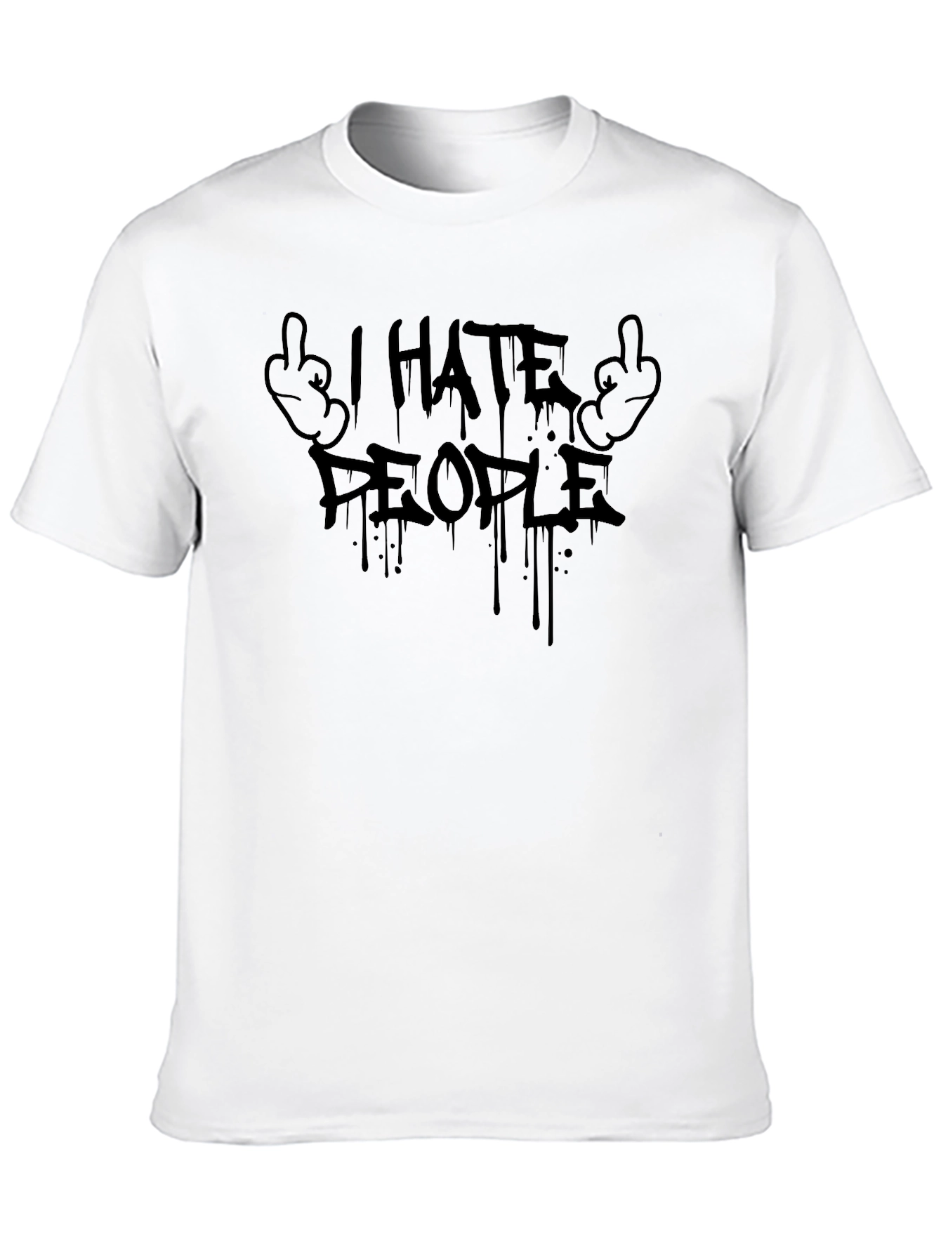 I Hate People Graphic T-Shirt - Black Crew Neck