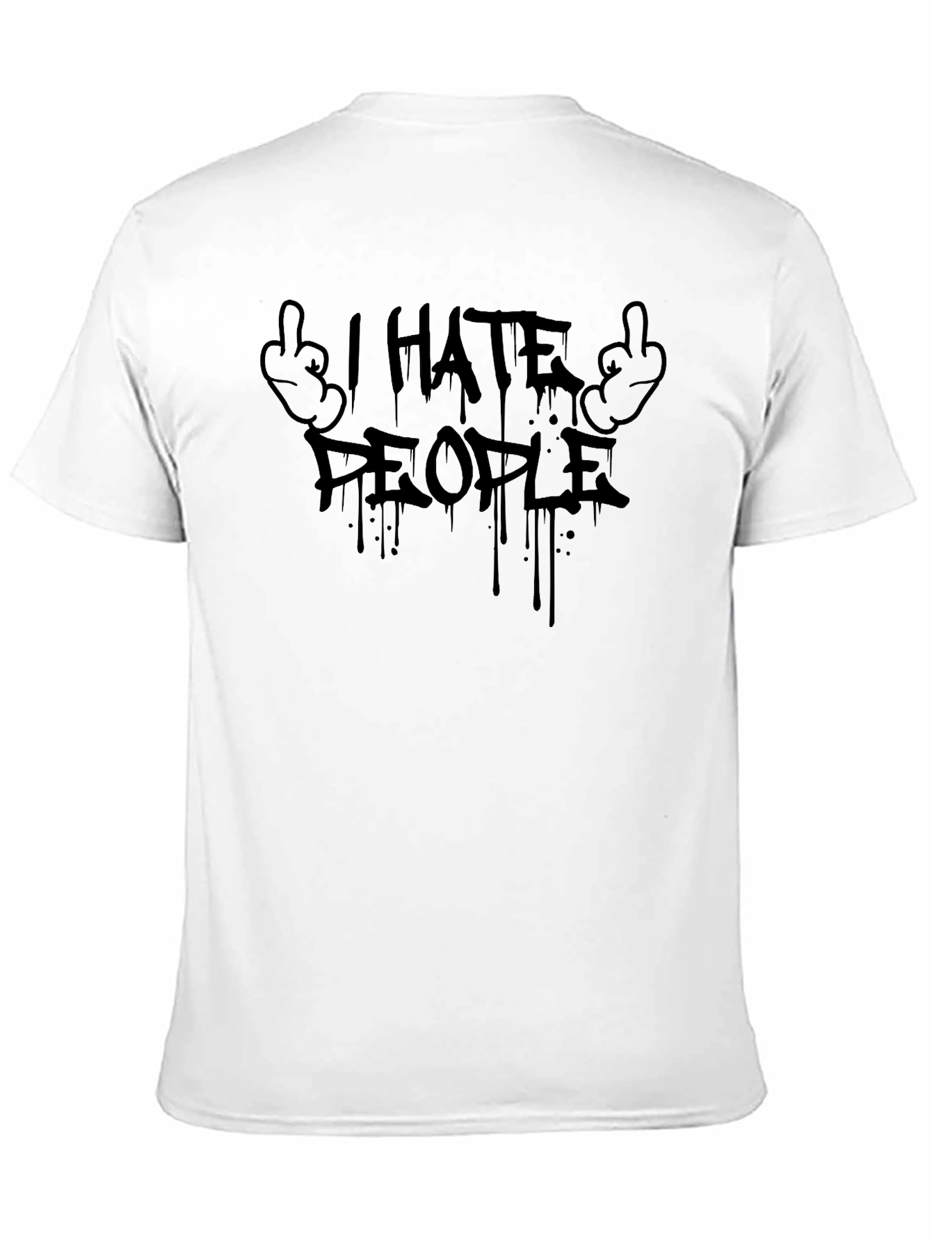 I Hate People Graphic T-Shirt - Black Crew Neck